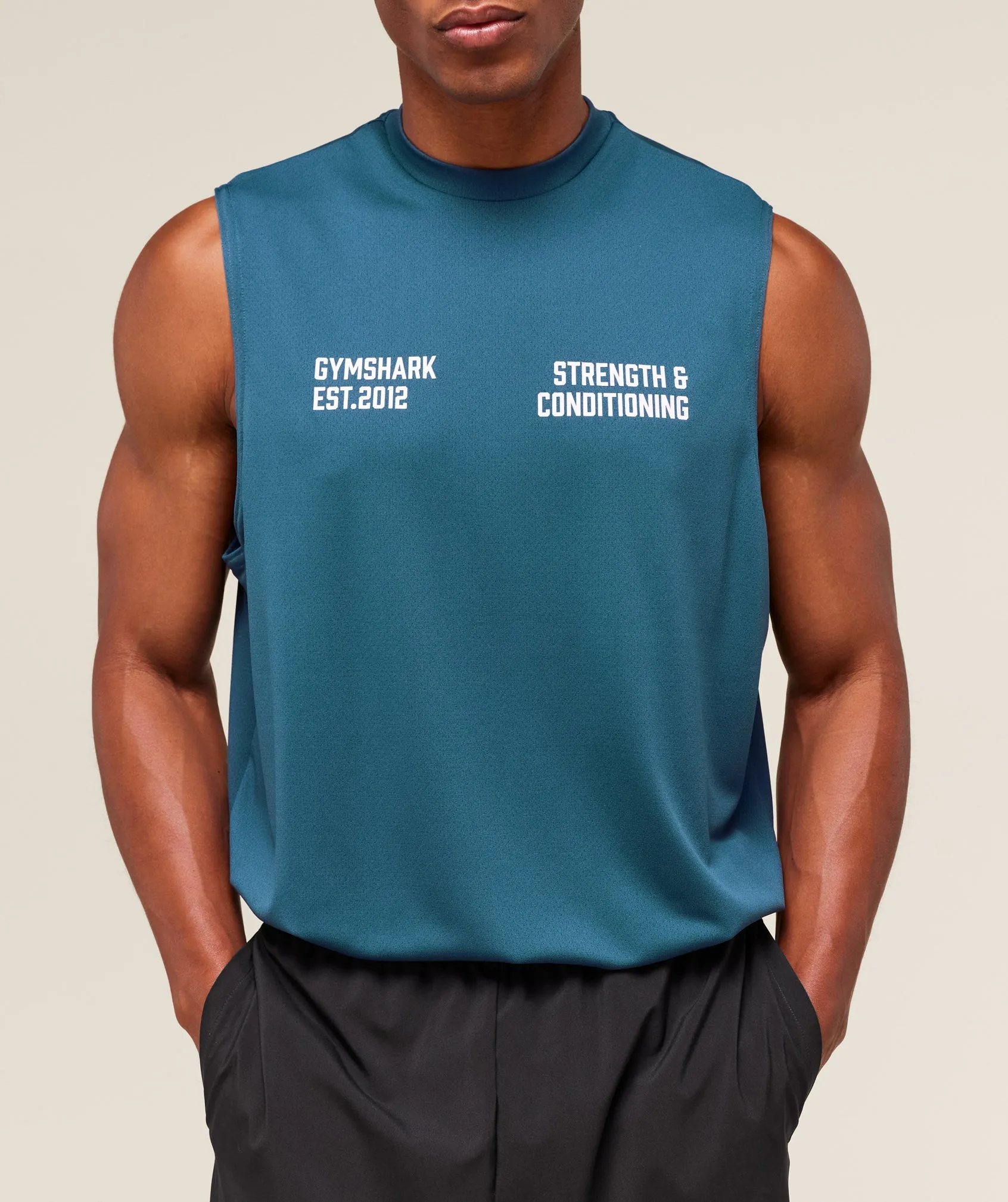 Gymshark S&C Graphic Cut Off Tank - Success Blue sold by Gymshark product image thumbnail 4