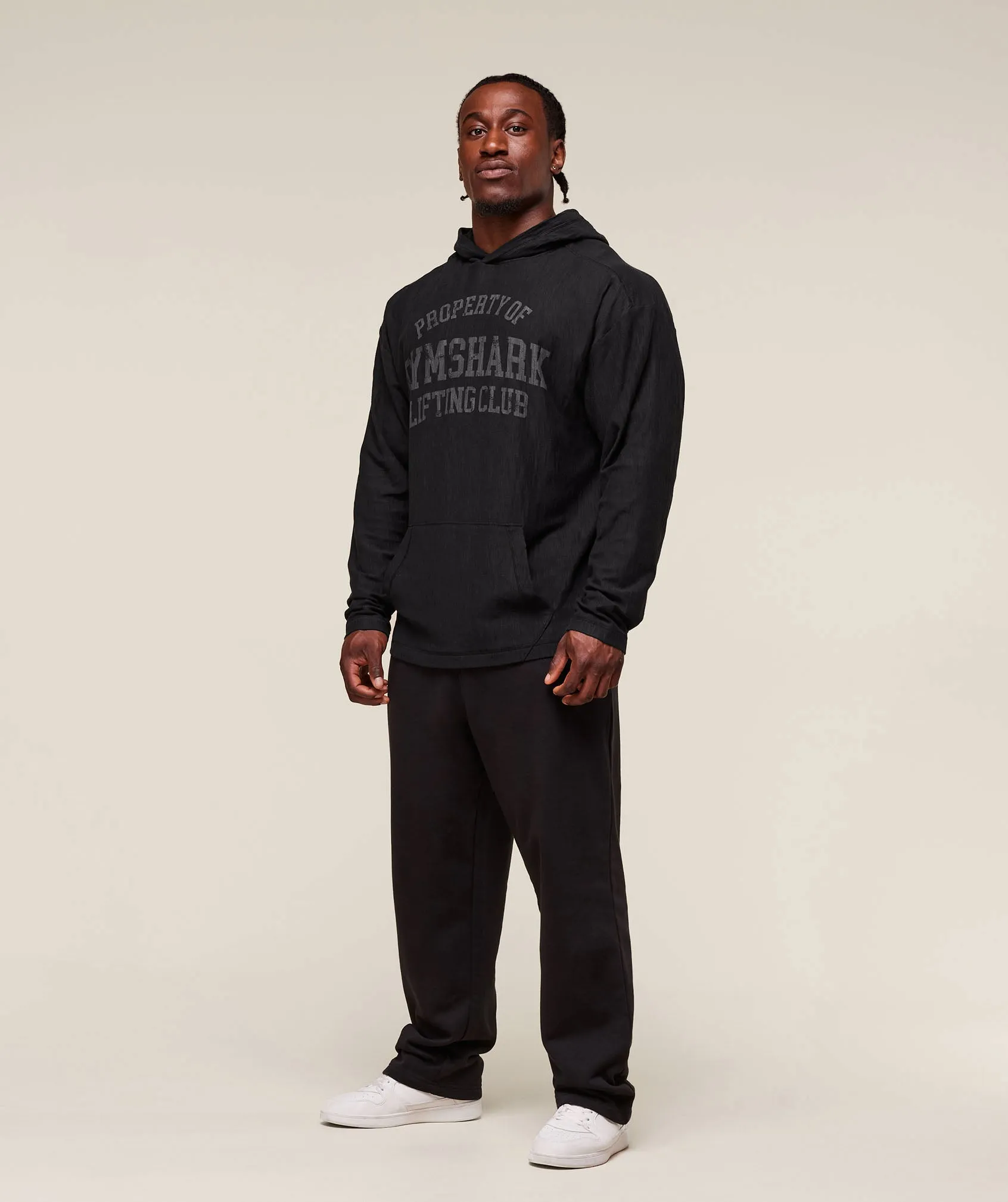 Gymshark Lightweight Slub Textured Hoodie - Black sold by Gymshark product image thumbnail 5