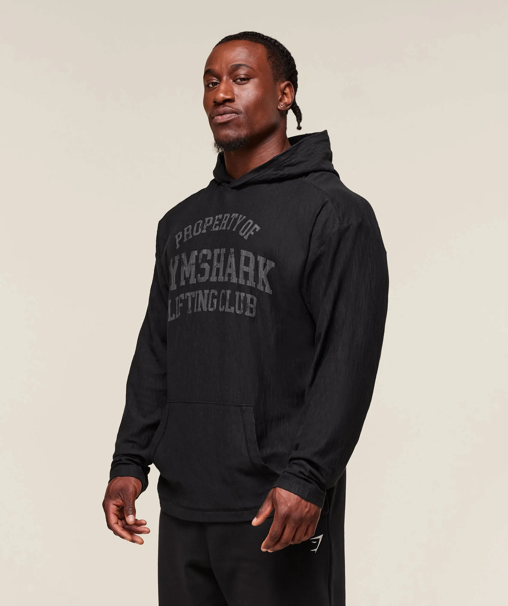 Gymshark Lightweight Slub Textured Hoodie - Black sold by Gymshark product image thumbnail 3
