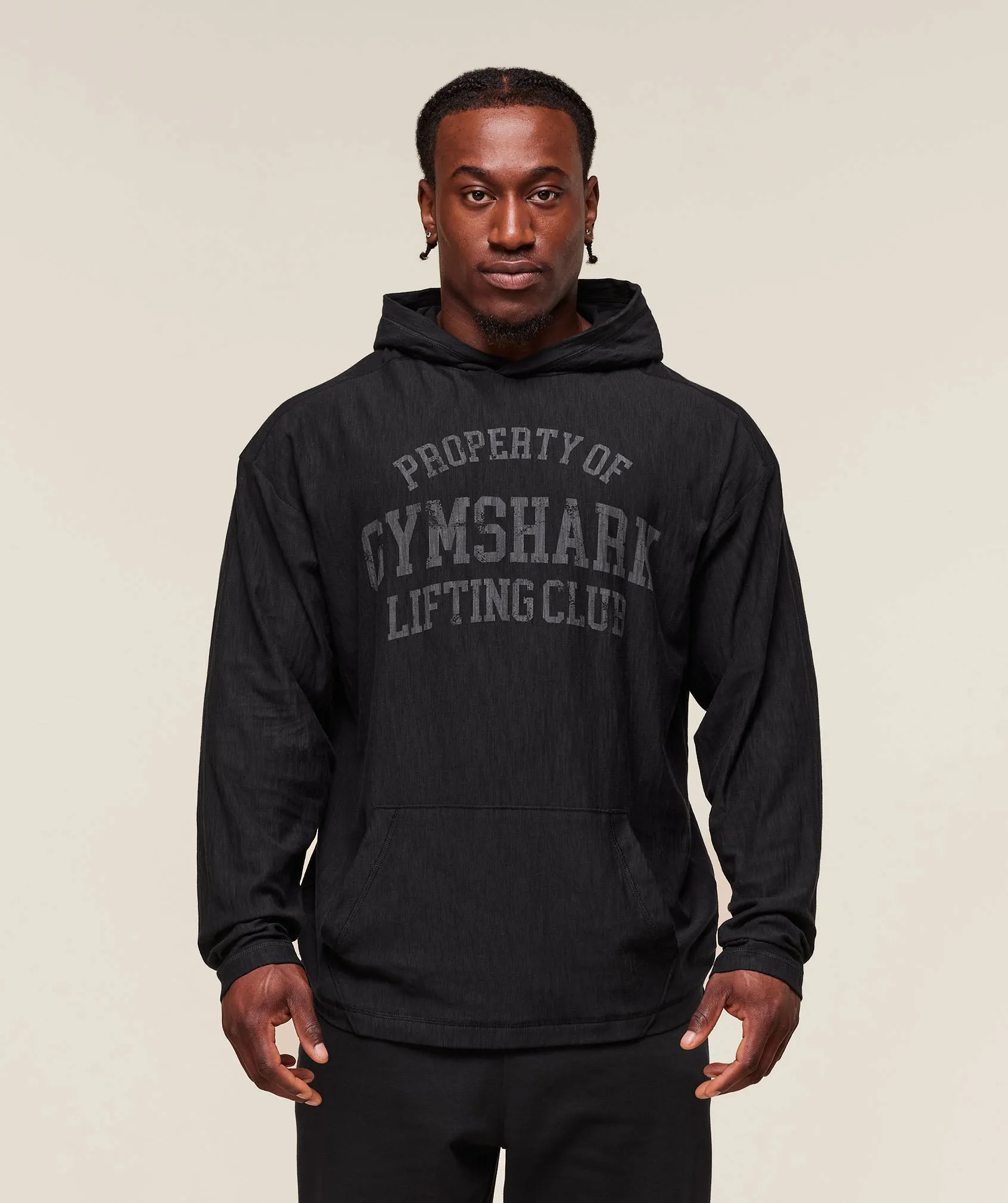 Gymshark Lightweight Slub Textured Hoodie - Black sold by Gymshark