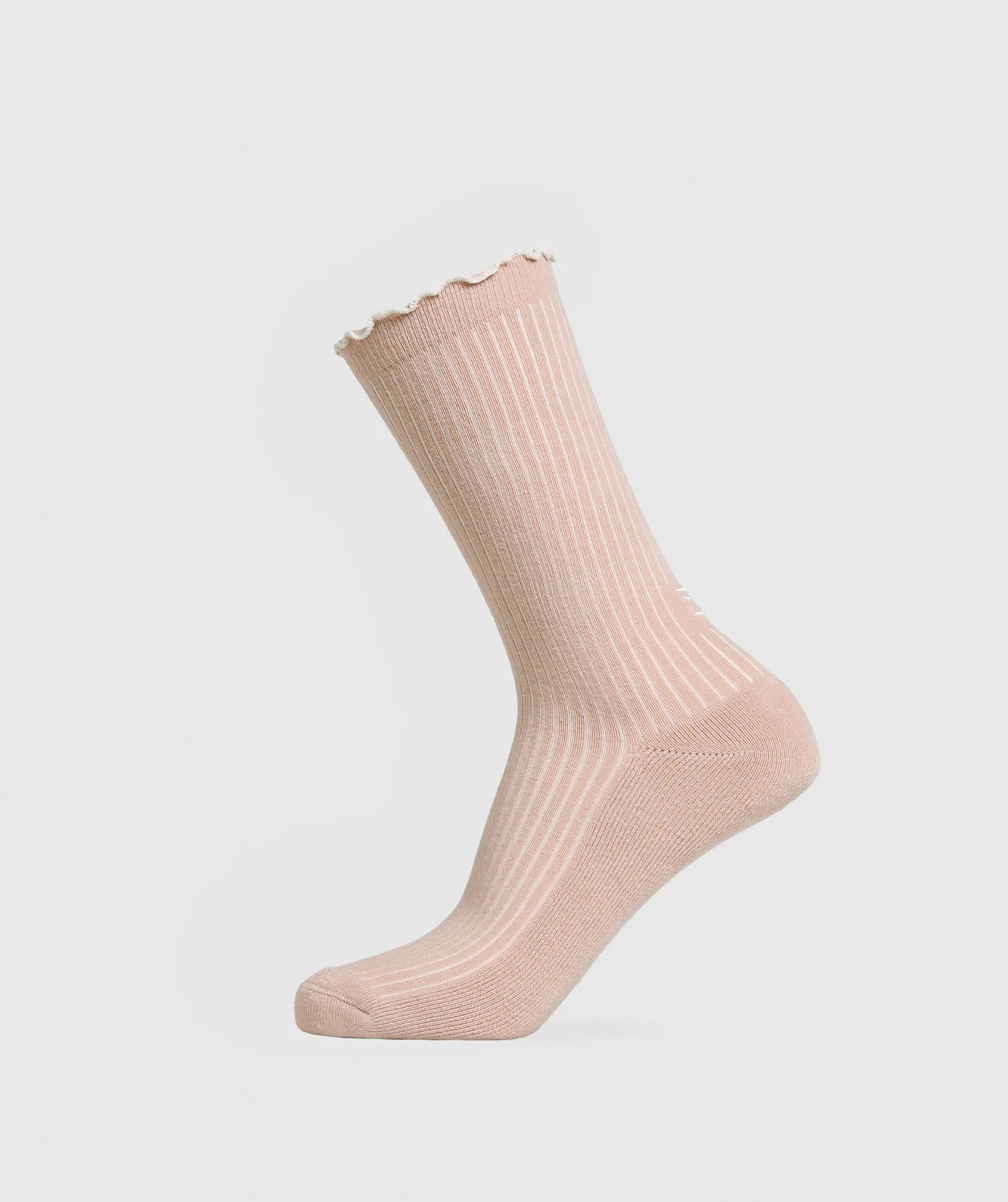 Gymshark Frill Crew Single Sock - Rest Pink/Oat White sold by Gymshark