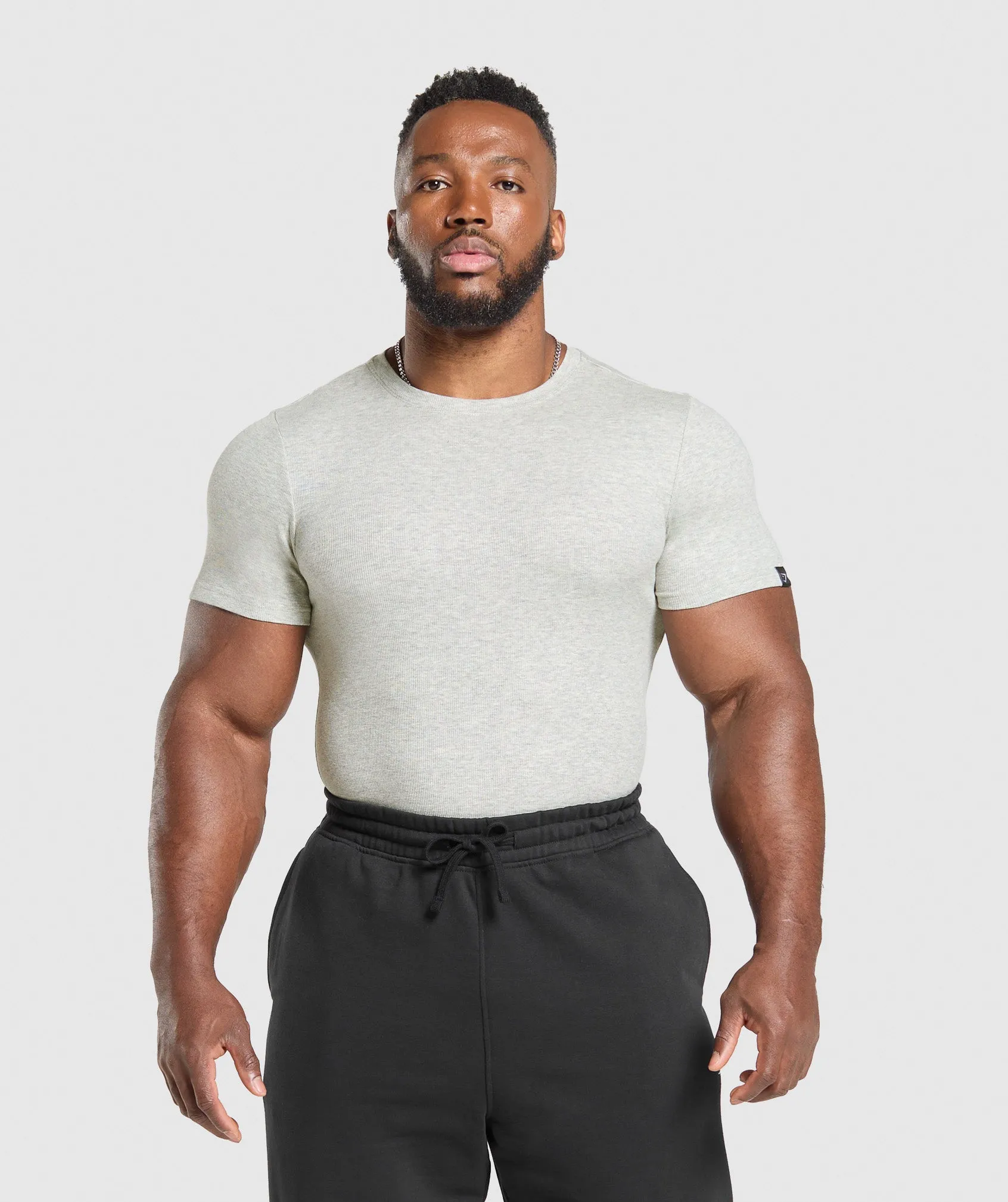 Gymshark Ribbed T-Shirt - Stone Grey Marl sold by Gymshark
