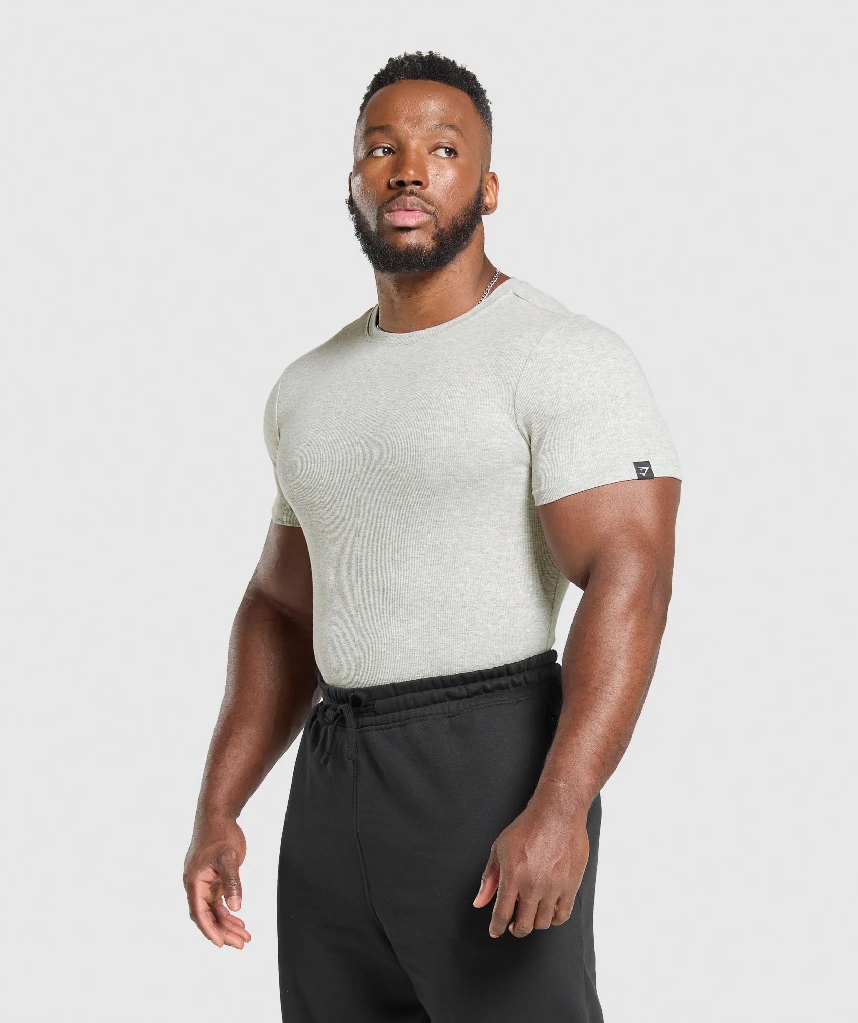 Gymshark Ribbed T-Shirt - Stone Grey Marl sold by Gymshark product image thumbnail 3