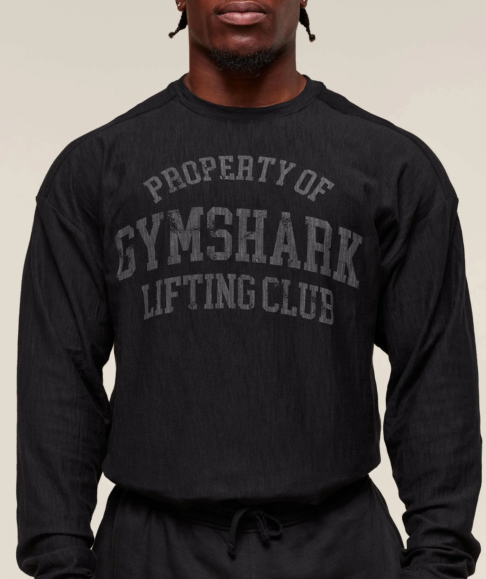 Gymshark Lightweight Slub Textured Lifting Authenticator OS LS T-shirt - Black sold by Gymshark product image thumbnail 4