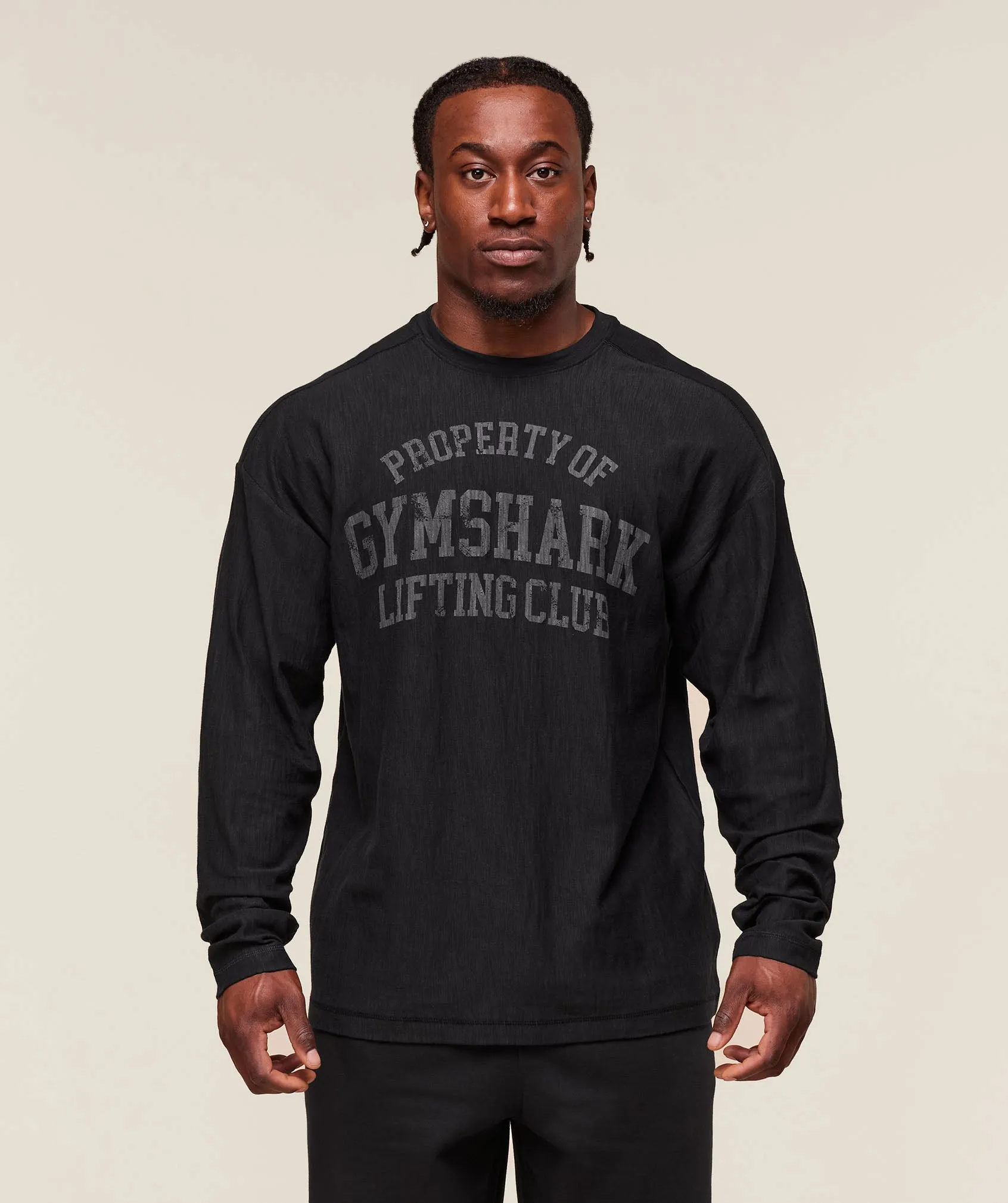 Gymshark Lightweight Slub Textured Lifting Authenticator OS LS T-shirt - Black sold by Gymshark product image thumbnail 5
