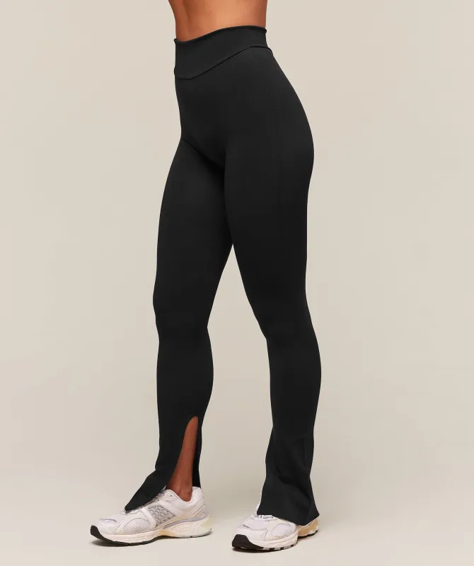 Gymshark everywear Warp Knit Flare Leggings - Black sold by Gymshark
