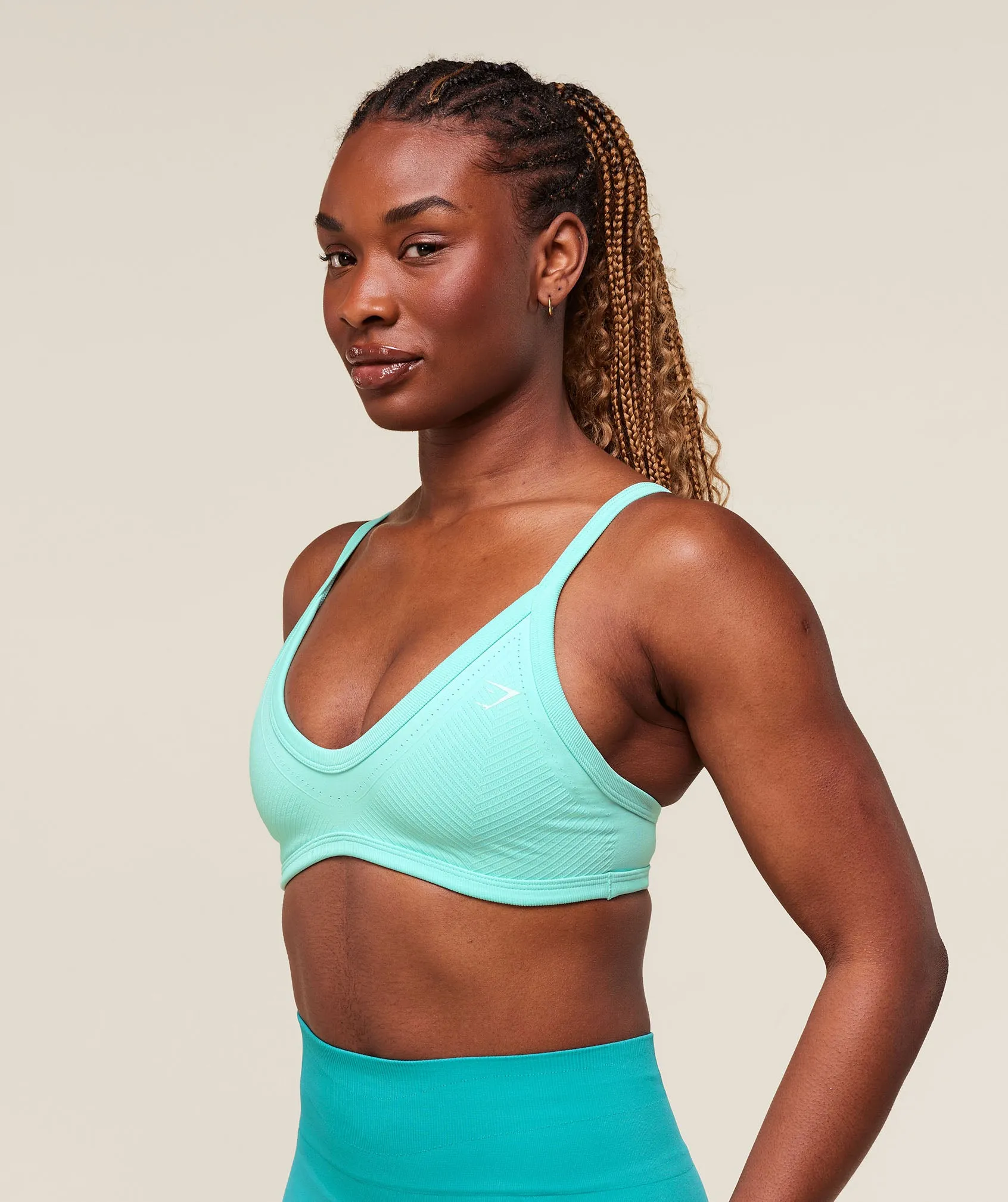 Gymshark Energised Seamless Sports Bra - Pop Turquoise sold by Gymshark product image thumbnail 4