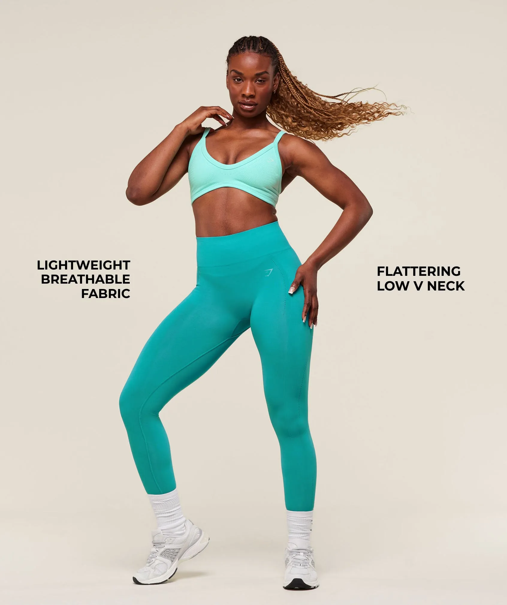 Gymshark Energised Seamless Sports Bra - Pop Turquoise sold by Gymshark product image thumbnail 3
