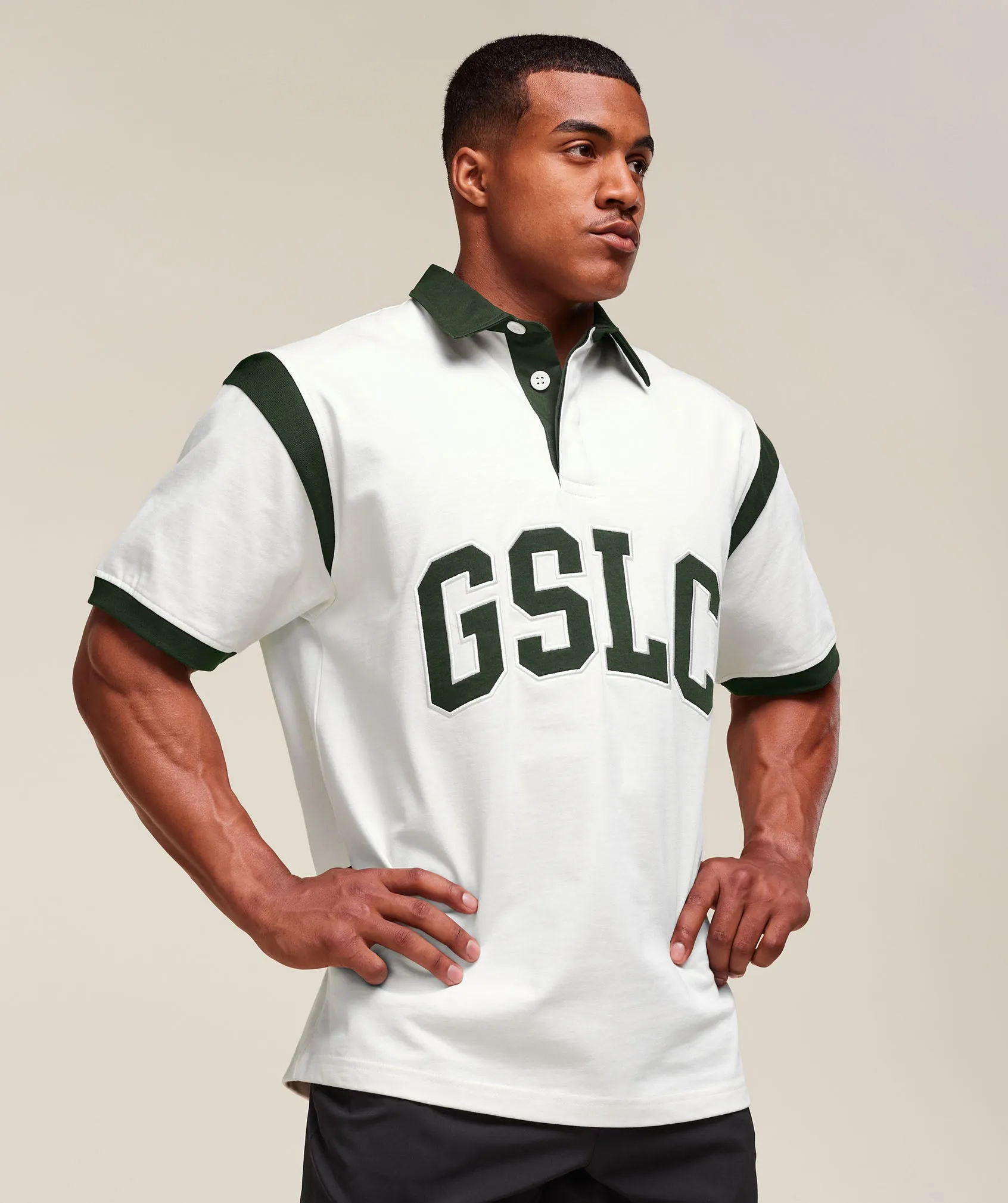 Gymshark GSLC Retro Polo Shirt - Trail Green/Soft White sold by Gymshark product image thumbnail 5