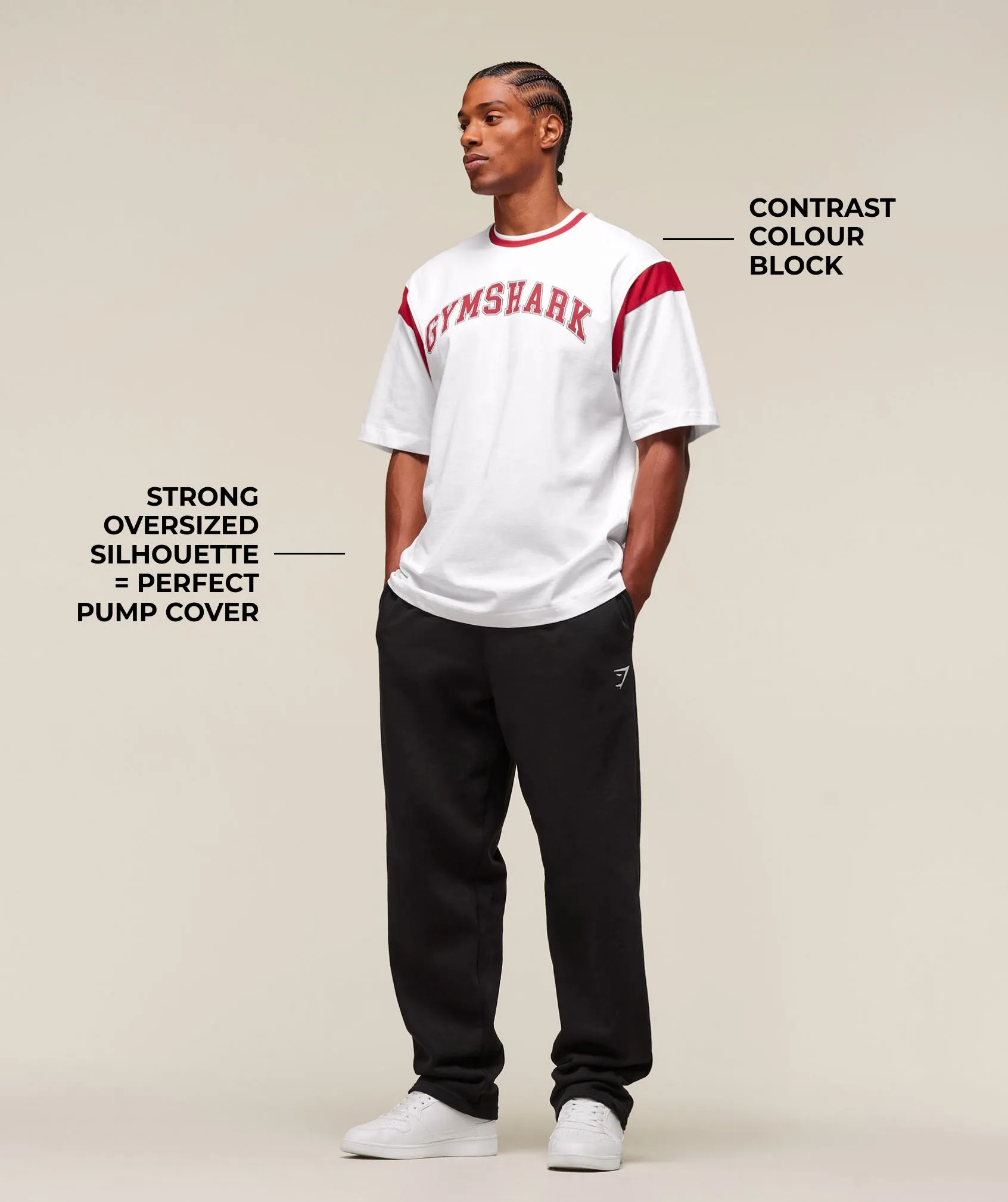 Gymshark GSLC Oversized T-Shirt - White/Conditioning Red sold by Gymshark product image thumbnail 3