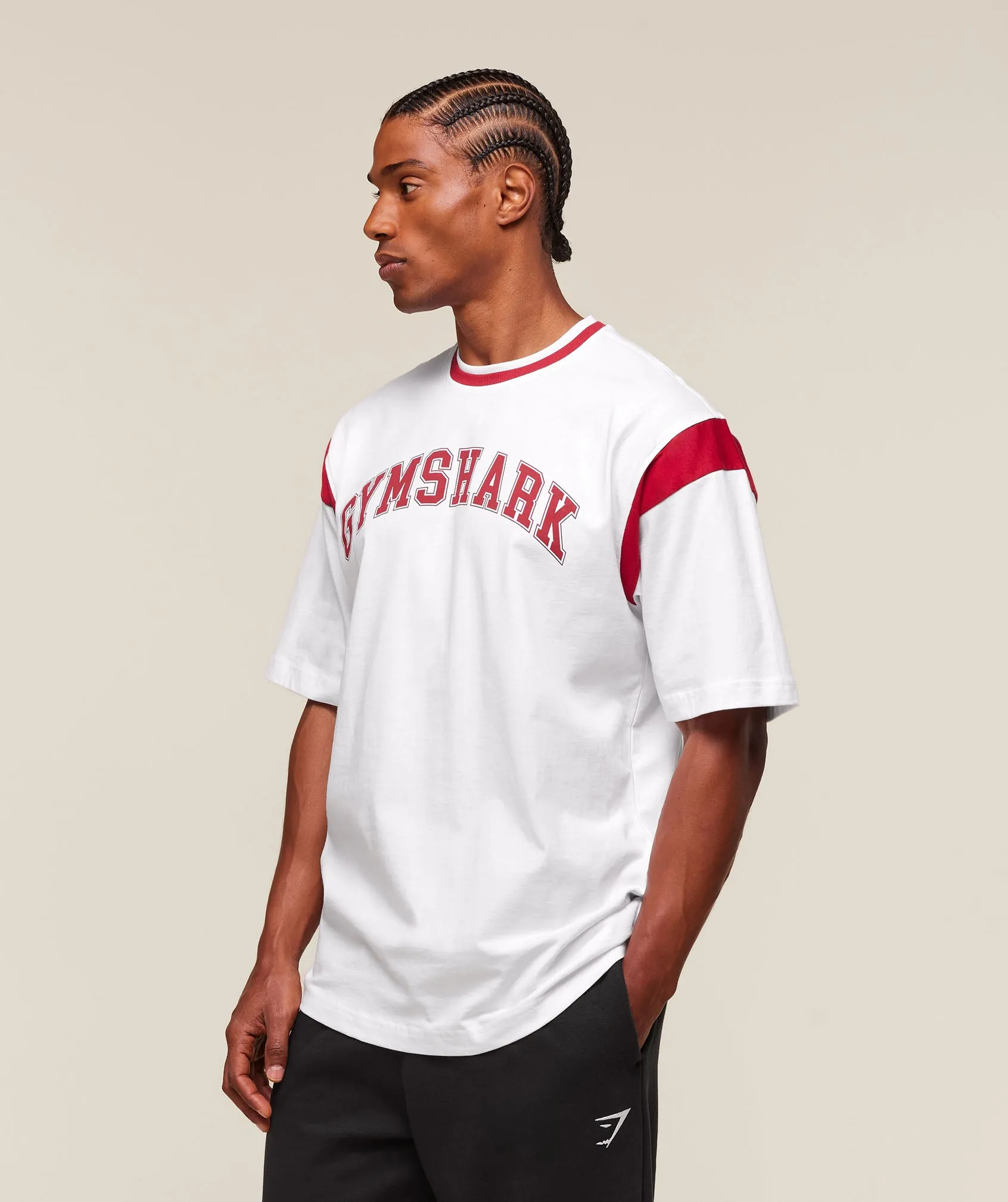 Gymshark GSLC Oversized T-Shirt - White/Conditioning Red sold by Gymshark product image thumbnail 4