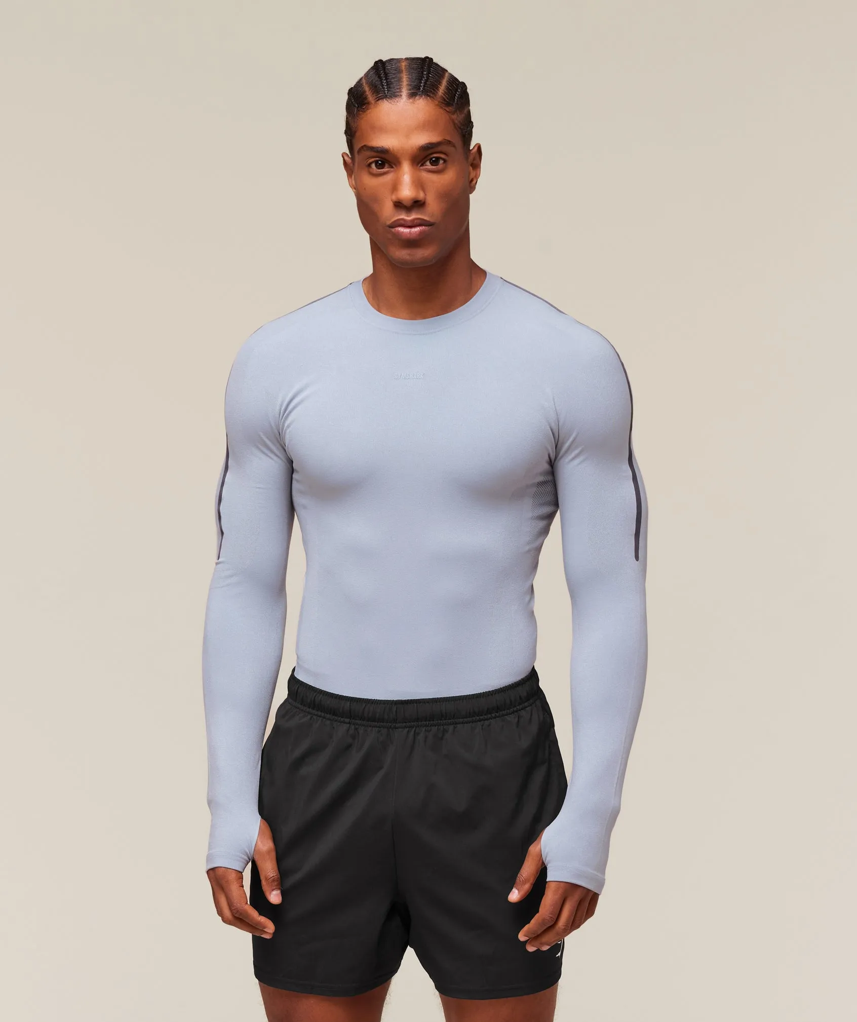 Gymshark everywear Warp Knit LS T-Shirt - Pale Blue sold by Gymshark