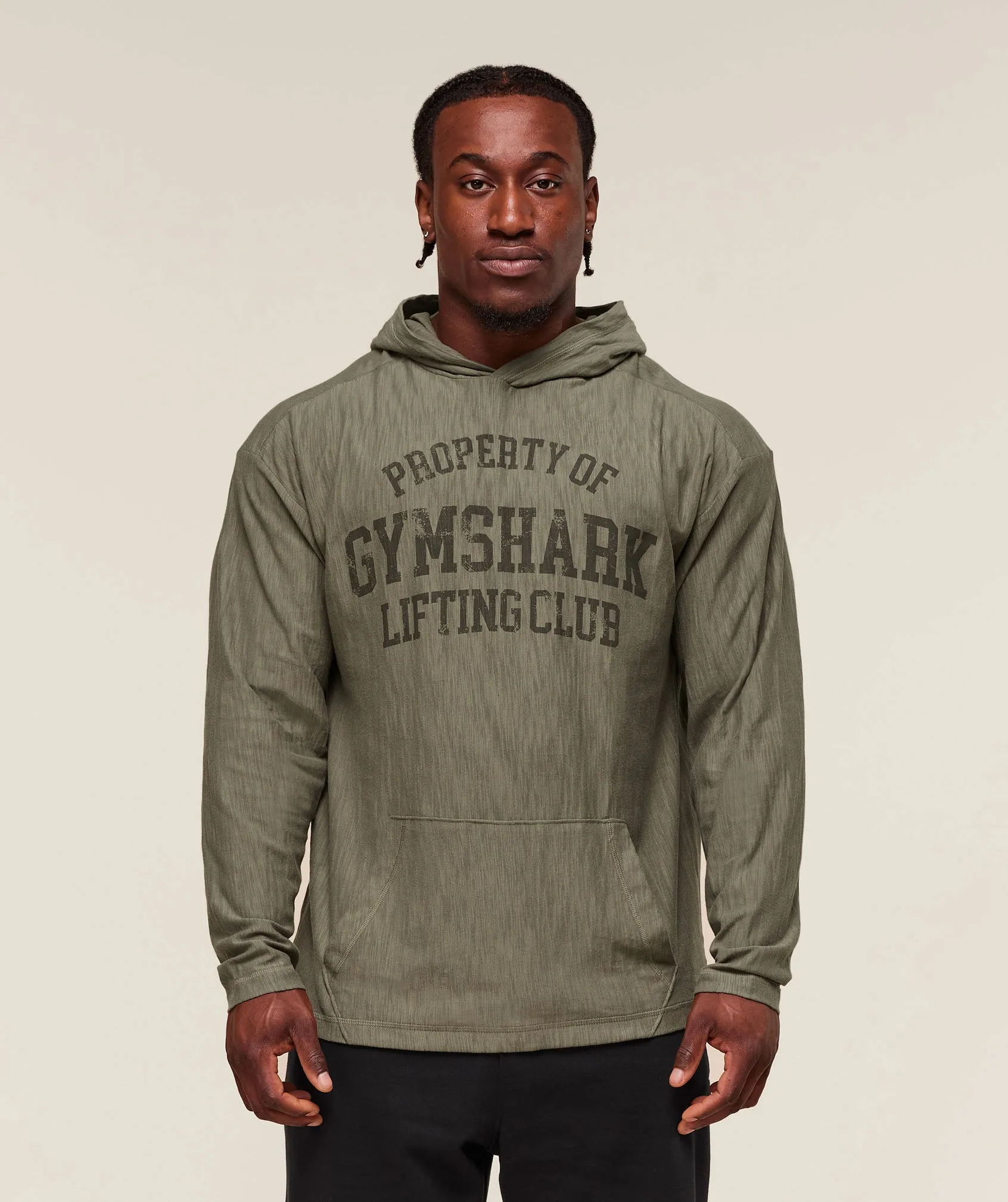 Gymshark Lightweight Slub Textured Hoodie - Utility Green sold by Gymshark