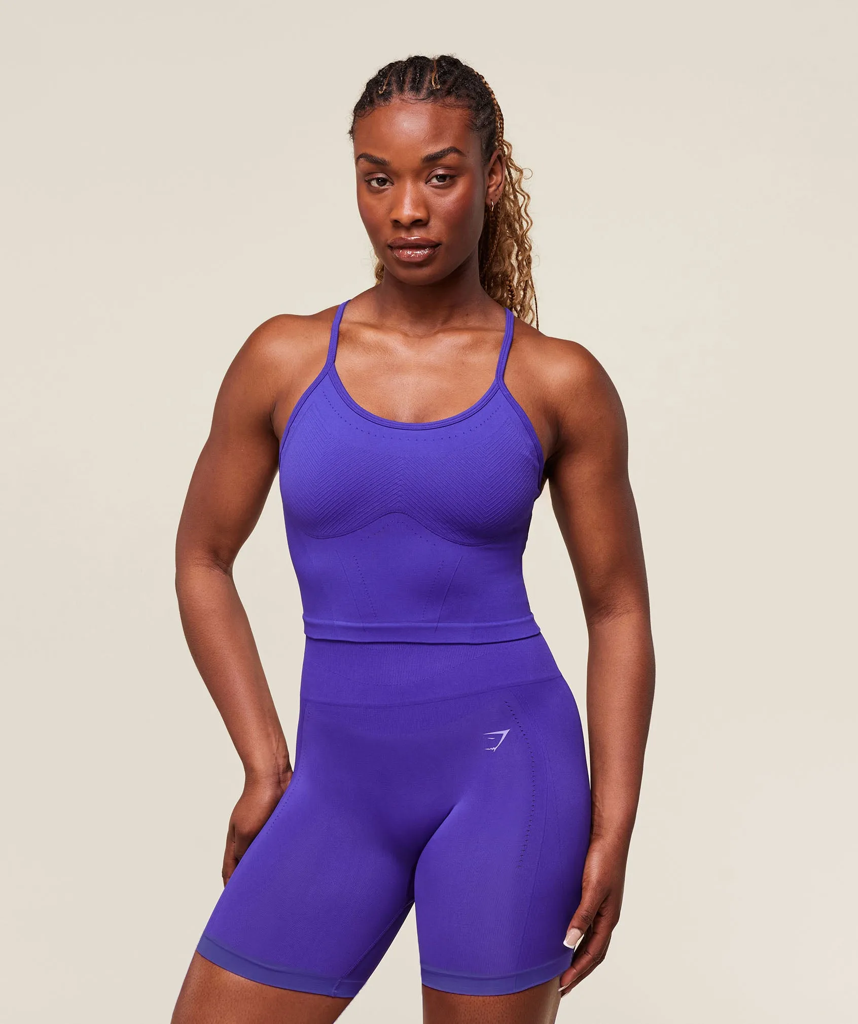 Gymshark Energised Seamless Crop Top - Cobalt Purple sold by Gymshark