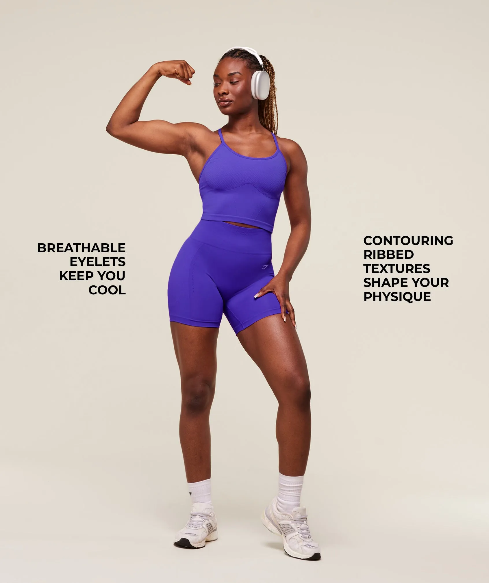 Gymshark Energised Seamless Crop Top - Cobalt Purple sold by Gymshark product image thumbnail 3