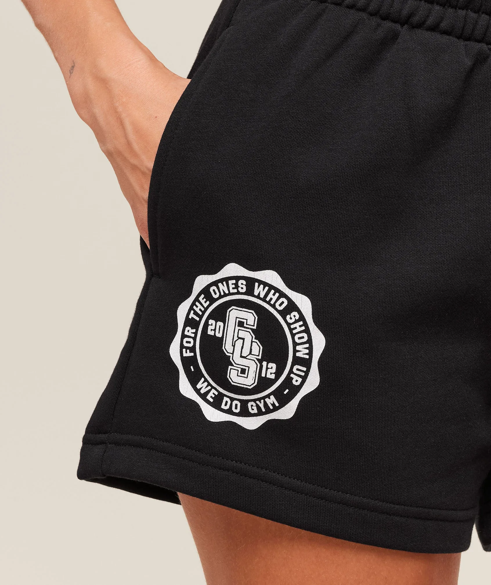 Gymshark Collegiate Graphic Fleece Shorts - Black sold by Gymshark product image thumbnail 5