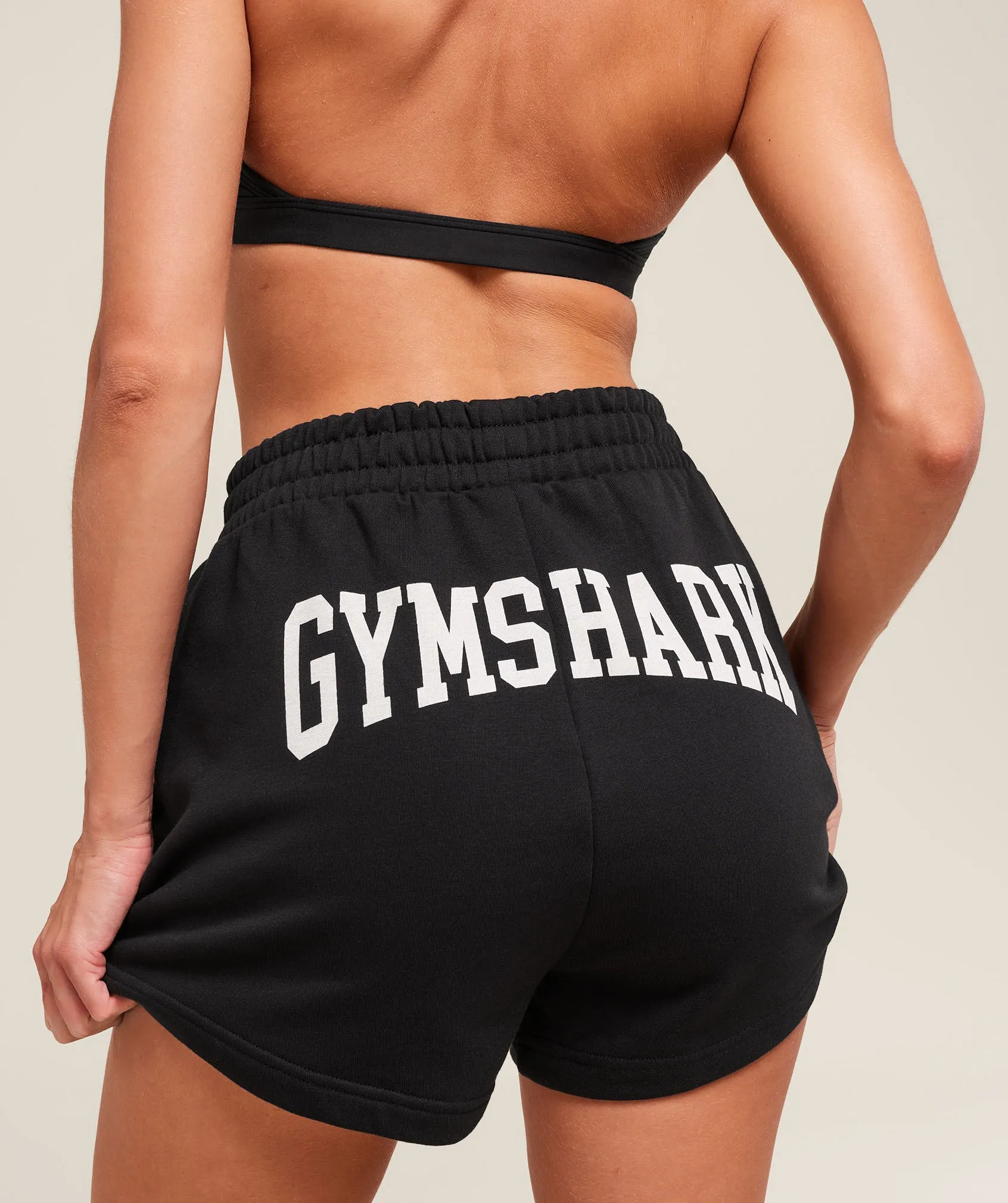 Gymshark Collegiate Graphic Fleece Shorts - Black sold by Gymshark product image thumbnail 4