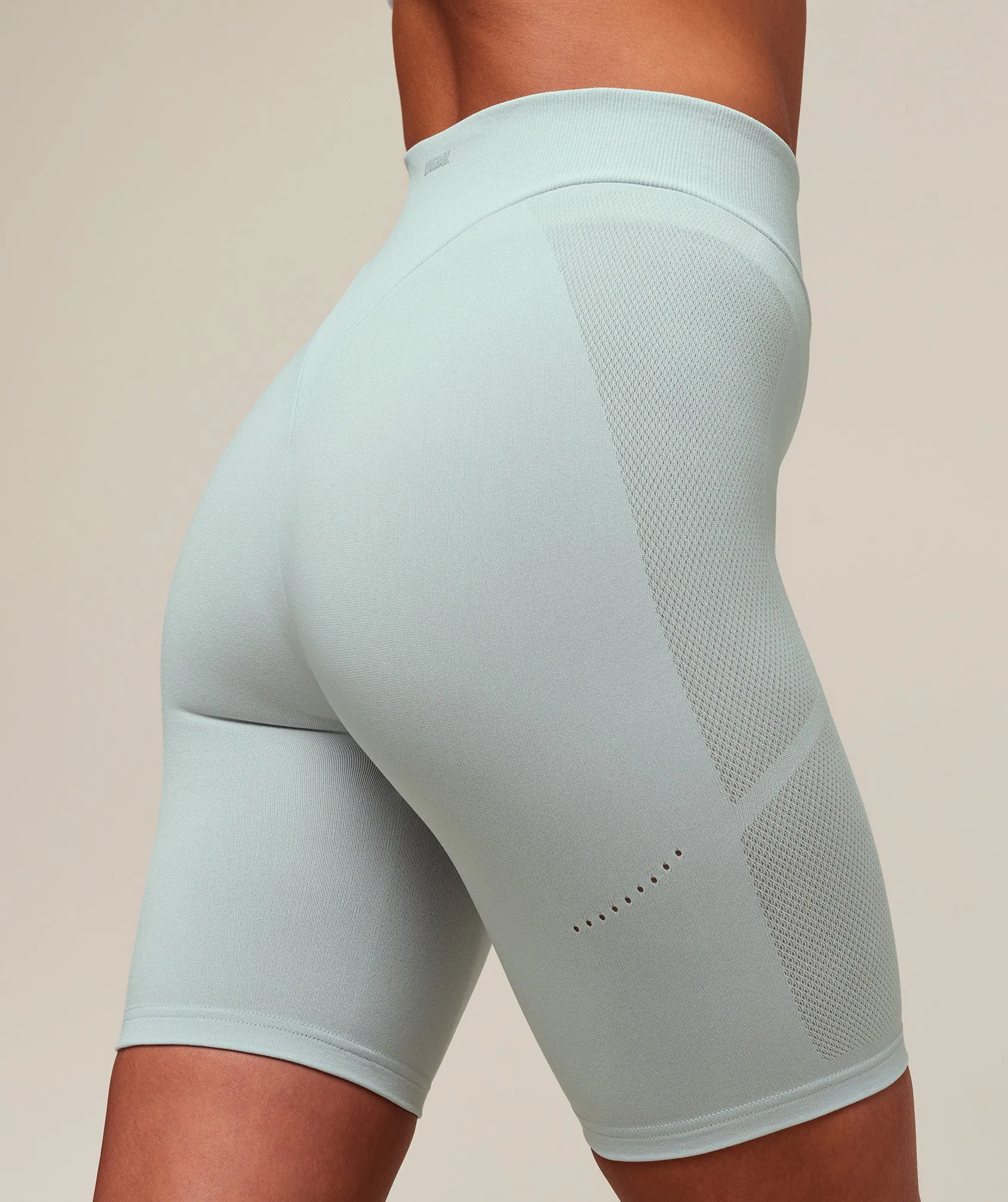 Gymshark everywear Warp Knit Cycling Shorts - Frost Blue sold by Gymshark product image thumbnail 4