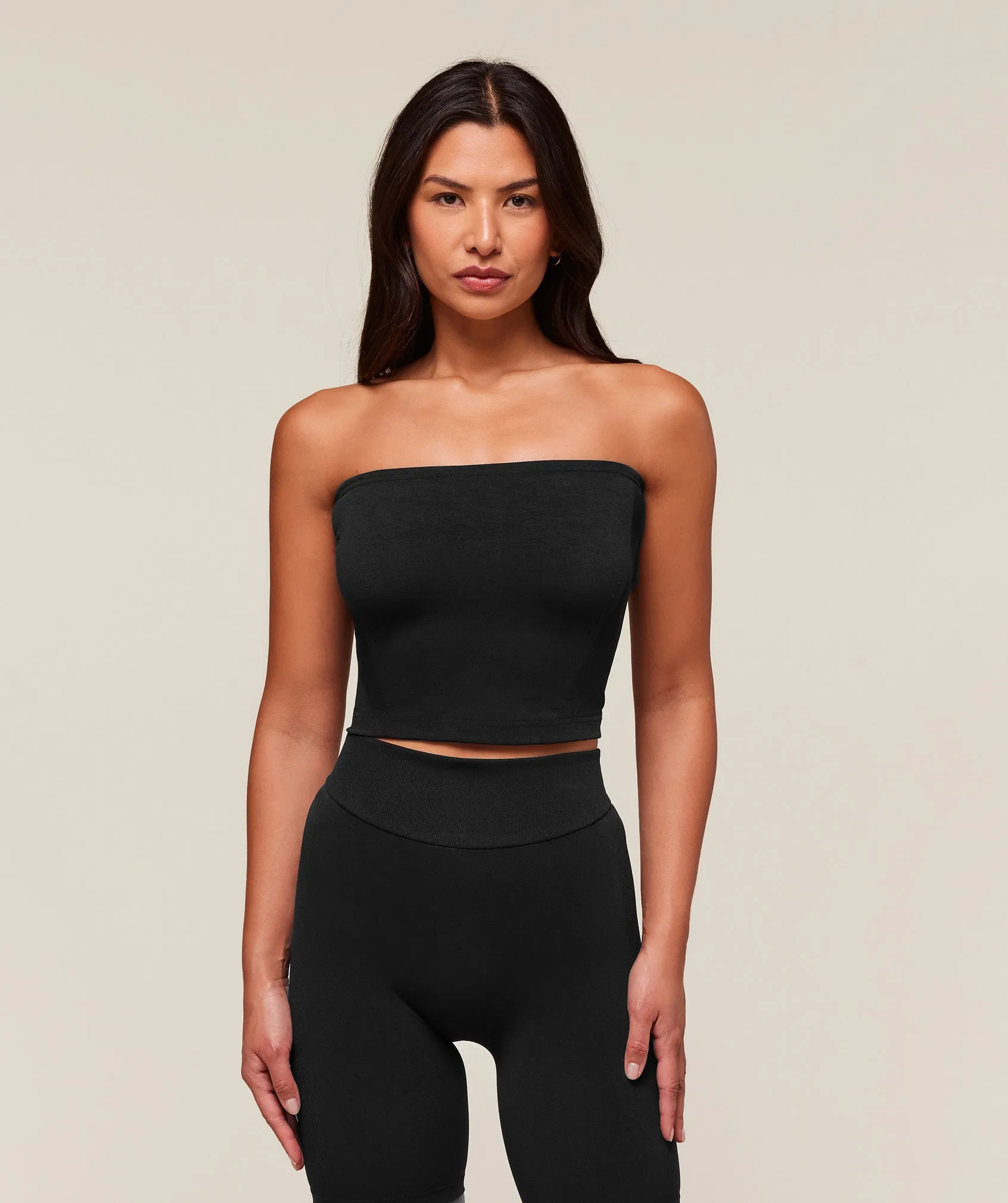 Gymshark everywear Warp Knit Tube Top - Black sold by Gymshark