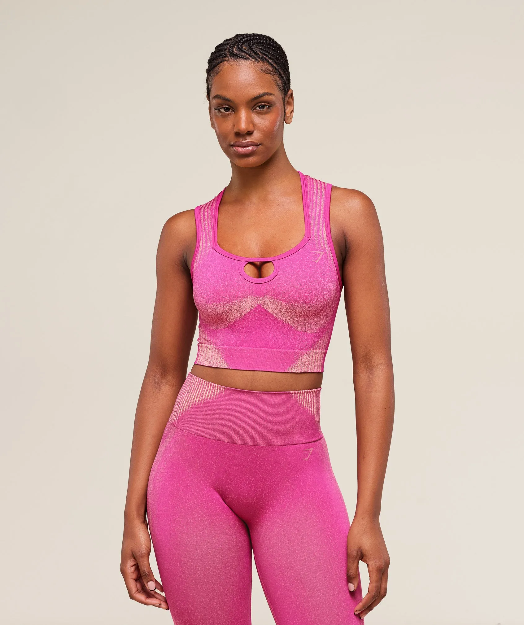 Gymshark Diffuse Seamless Cropped Tank - Winning Pink/Refresh Yellow sold by Gymshark