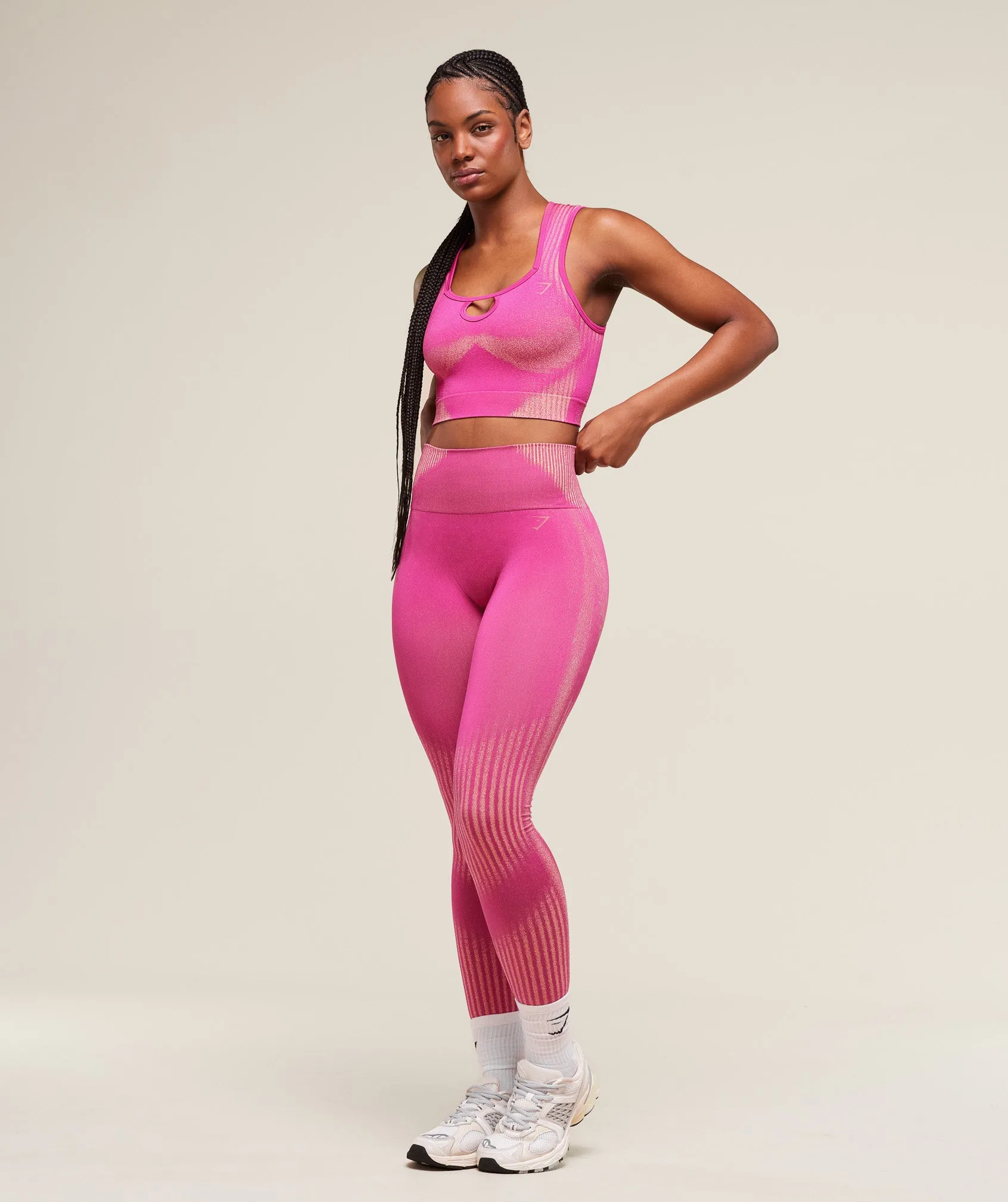 Gymshark Diffuse Seamless Cropped Tank - Winning Pink/Refresh Yellow sold by Gymshark product image thumbnail 3