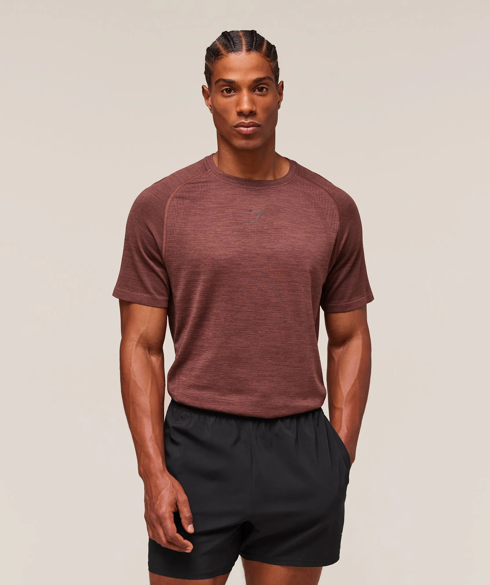 Gymshark Versatile Seamless T-Shirt - Rust Brown/Depth Brown sold by Gymshark