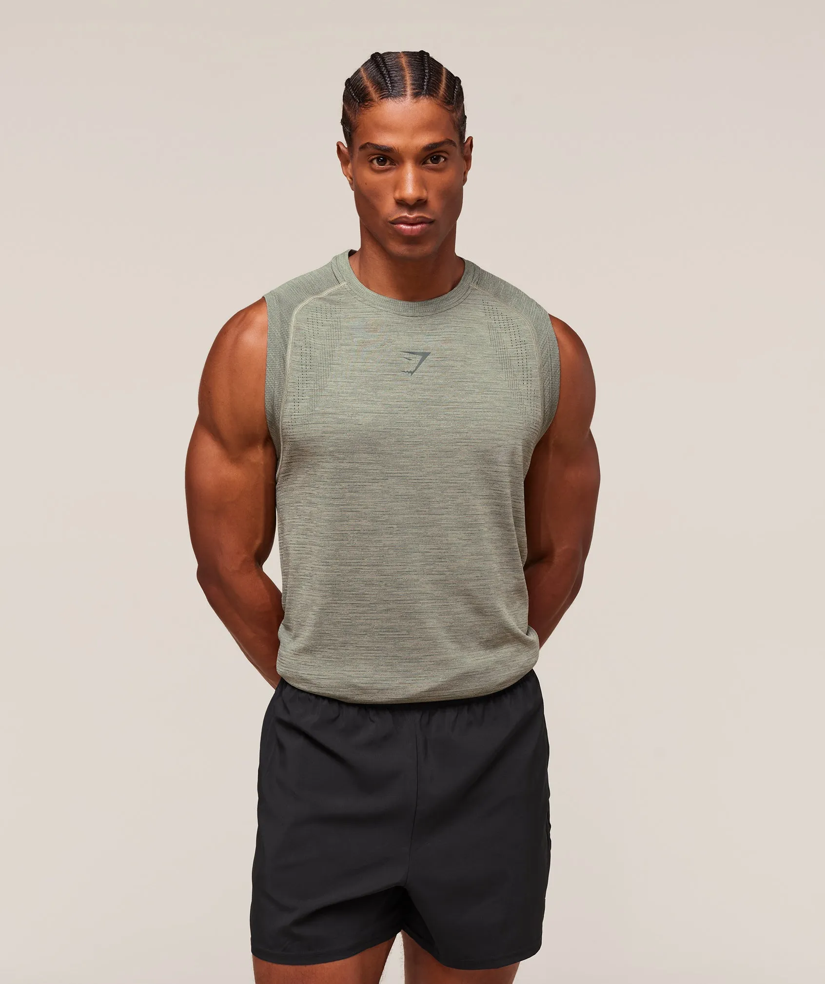 Gymshark Versatile Seamless Tank - Chalk Green/Slate Teal sold by Gymshark