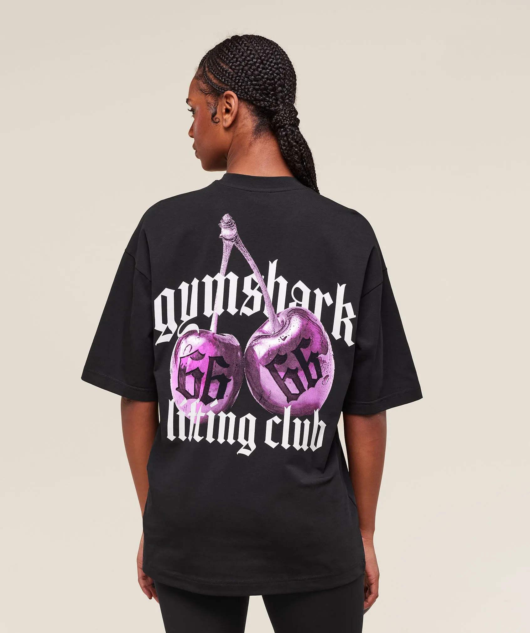 Gymshark Cherry Graphic Oversized T-Shirt - Black sold by Gymshark