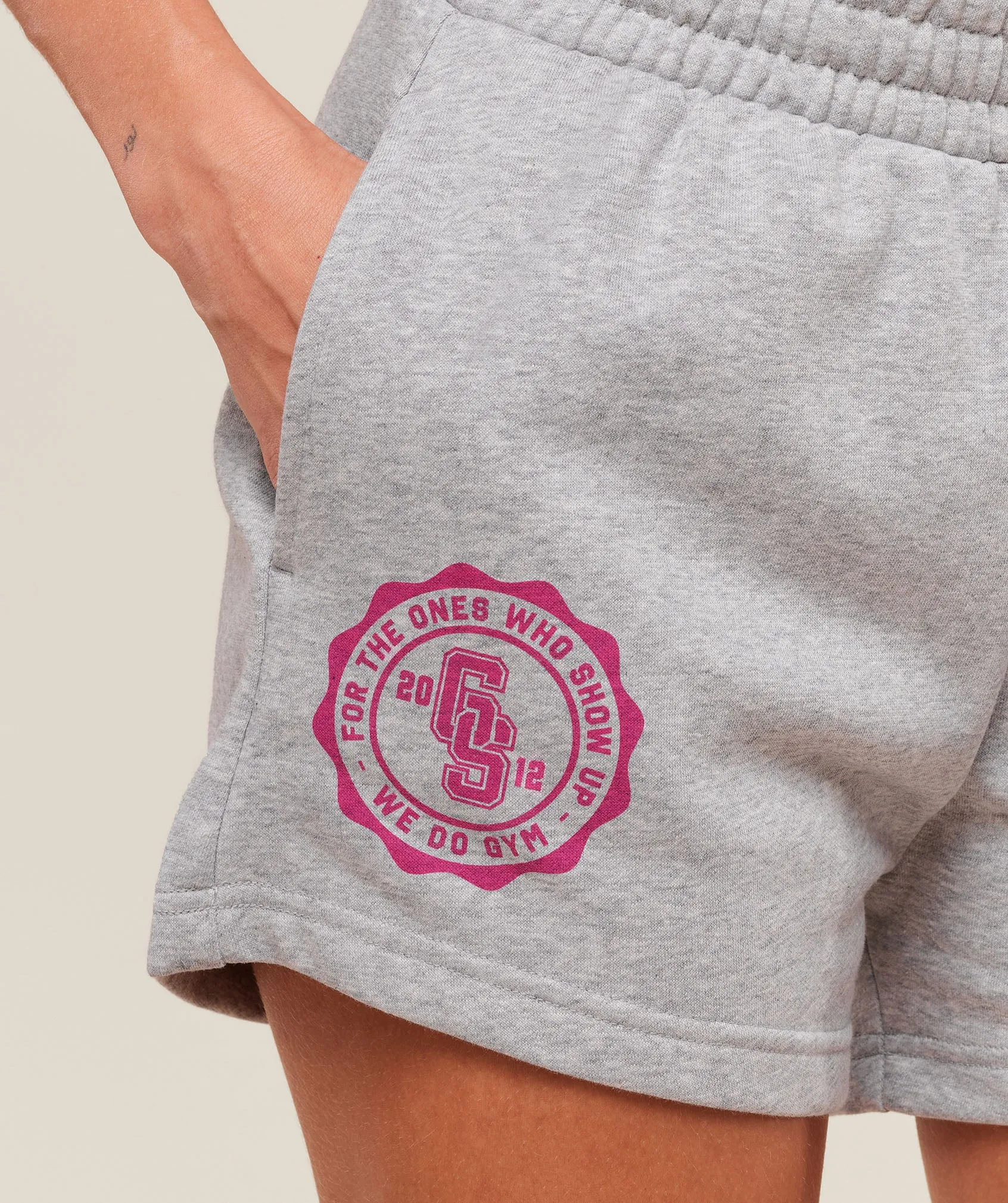 Gymshark Collegiate Graphic Fleece Shorts - Light Grey Core Marl sold by Gymshark product image thumbnail 5