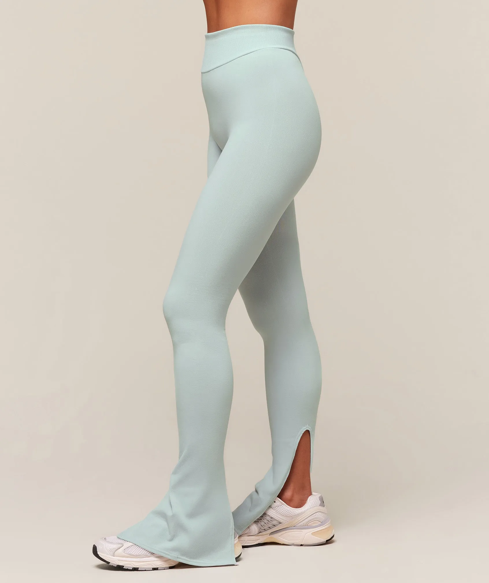 Gymshark everywear Warp Knit Flare Leggings - Frost Blue sold by Gymshark