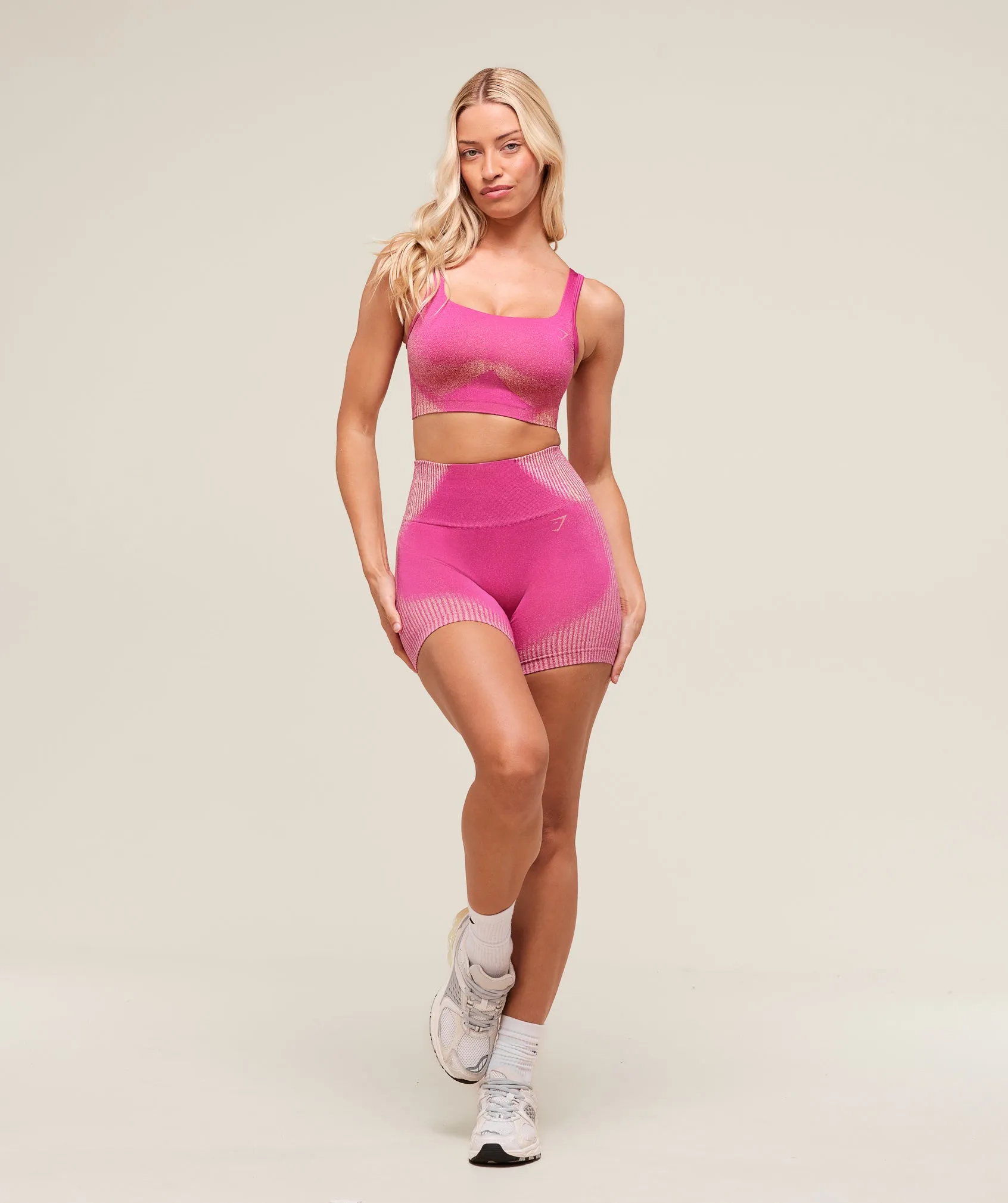 Gymshark Diffuse Seamless Sports Bra - Winning Pink/Refresh Yellow sold by Gymshark product image thumbnail 3