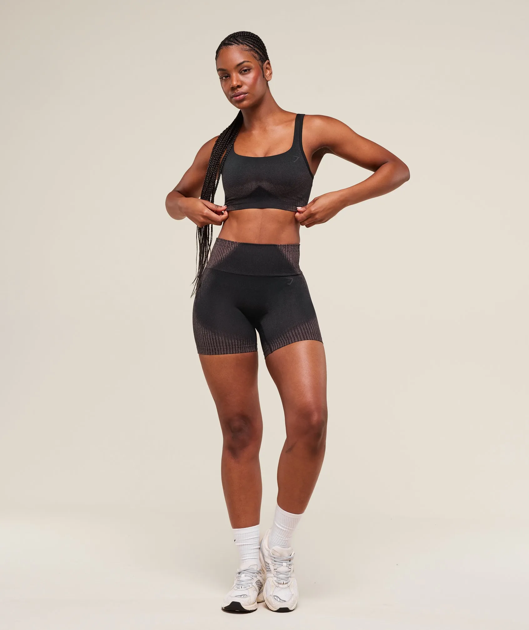 Gymshark Diffuse Seamless Shorts - Black/Calm Pink sold by Gymshark product image thumbnail 3