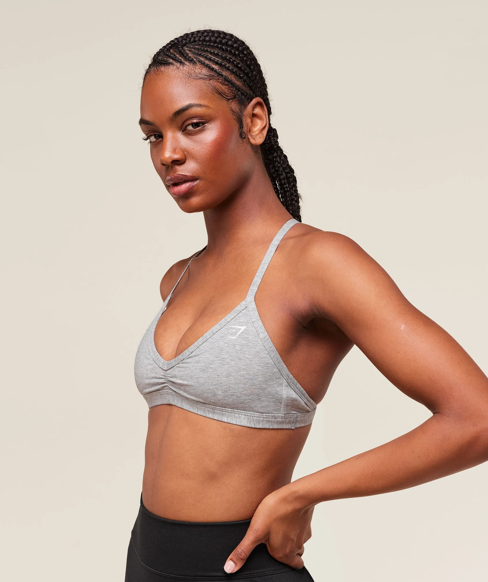 Gymshark Cotton Minimal Sports Bra - Light Grey Core Marl sold by Gymshark product image thumbnail 4