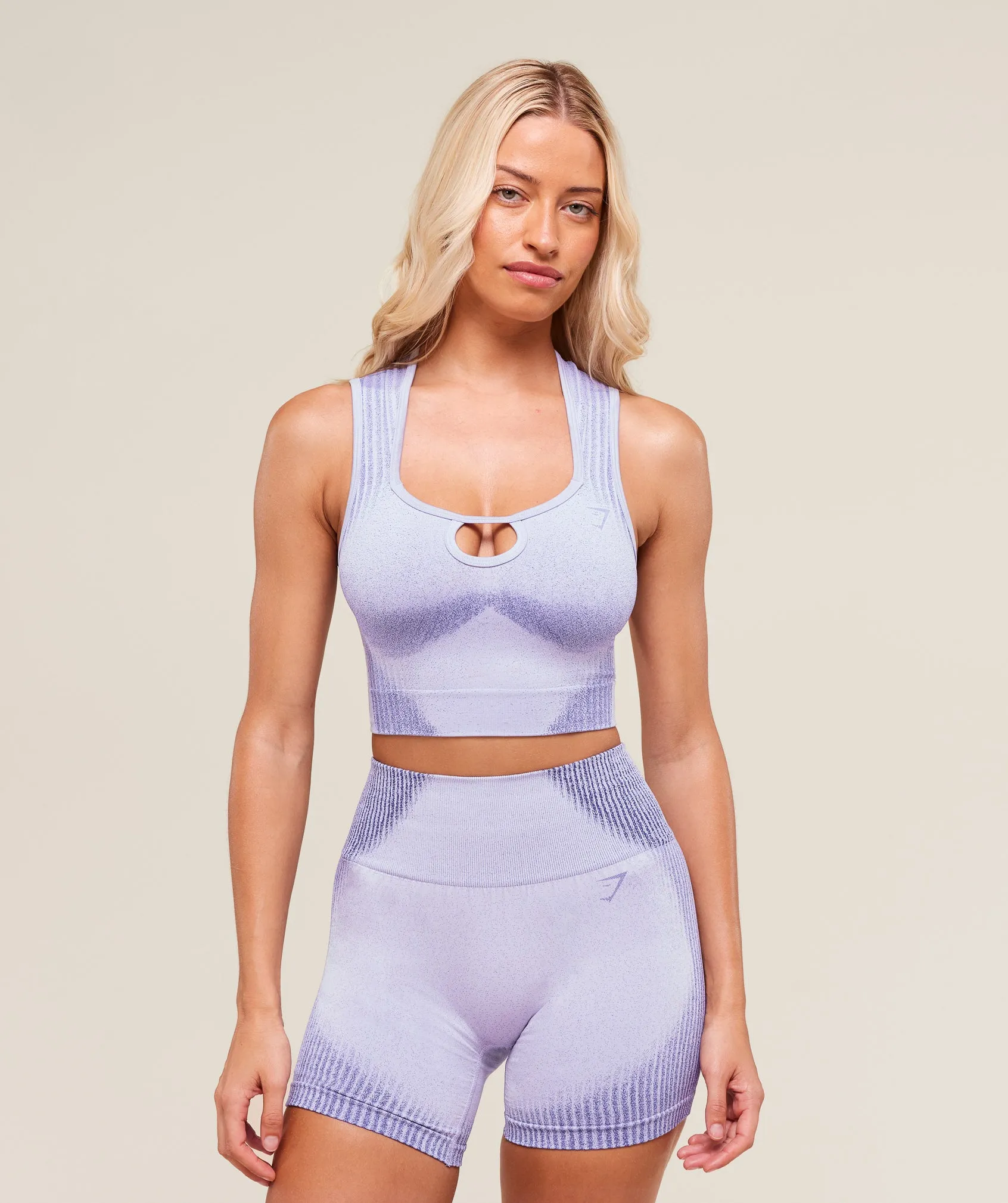 Gymshark Diffuse Seamless Cropped Tank - Fresh Lilac/Cobalt Purple sold by Gymshark