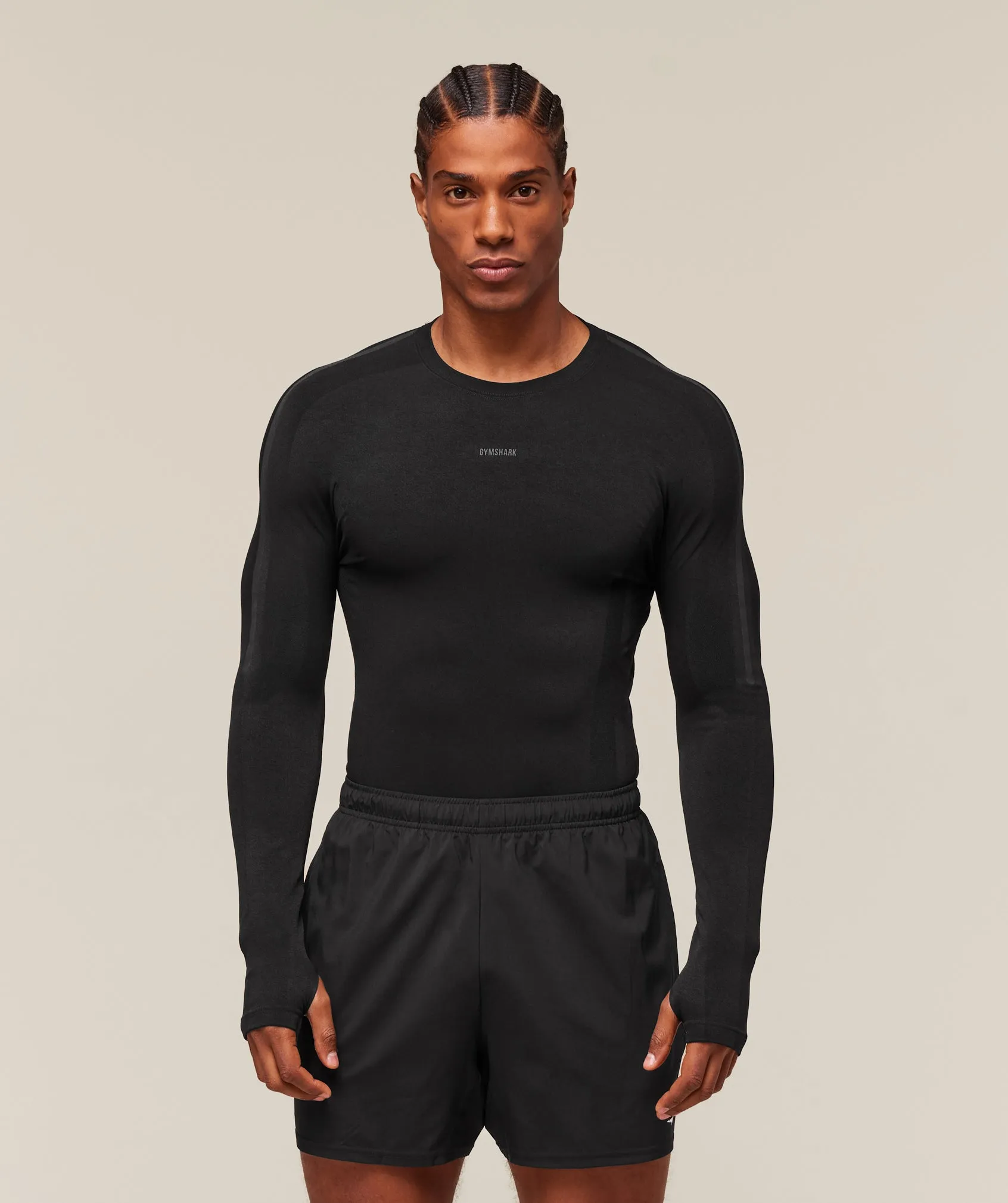 Gymshark everywear Warp Knit LS T-Shirt - Black sold by Gymshark