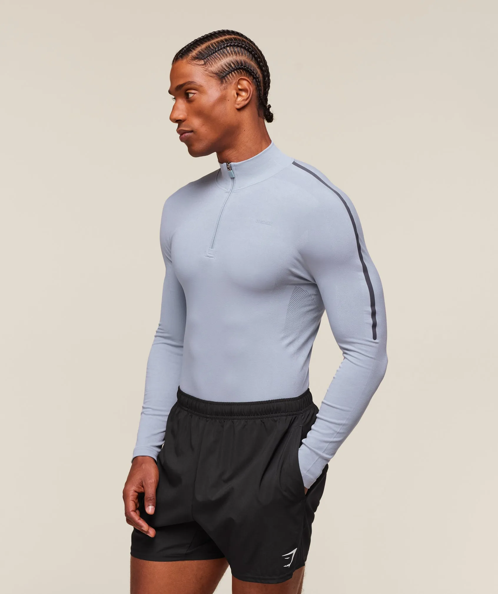Gymshark everywear Warp Knit 1/4 Zip - Pale Blue sold by Gymshark product image thumbnail 4