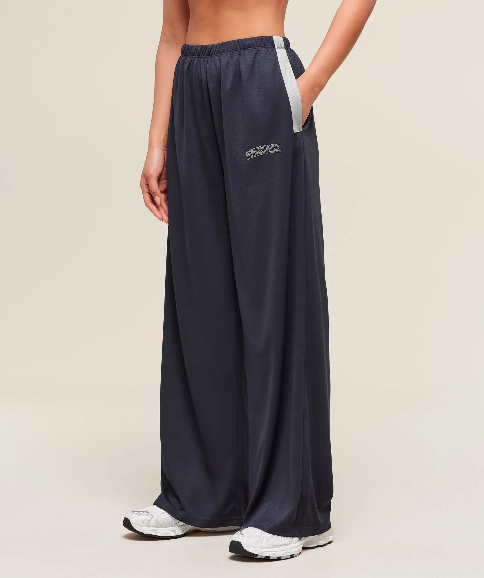 Gymshark Mesh Straight Leg Pants - Heavy Blue/Stone Grey sold by Gymshark