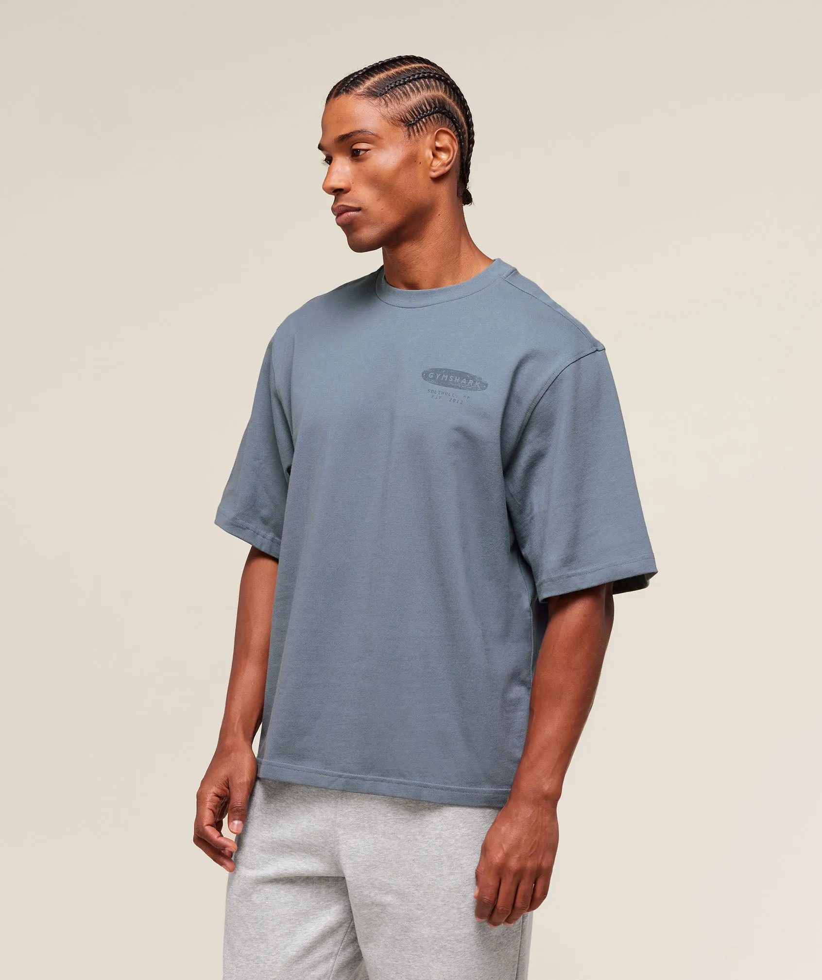 Gymshark For The Lifters Boxy T-Shirt - Iron Blue sold by Gymshark product image thumbnail 3