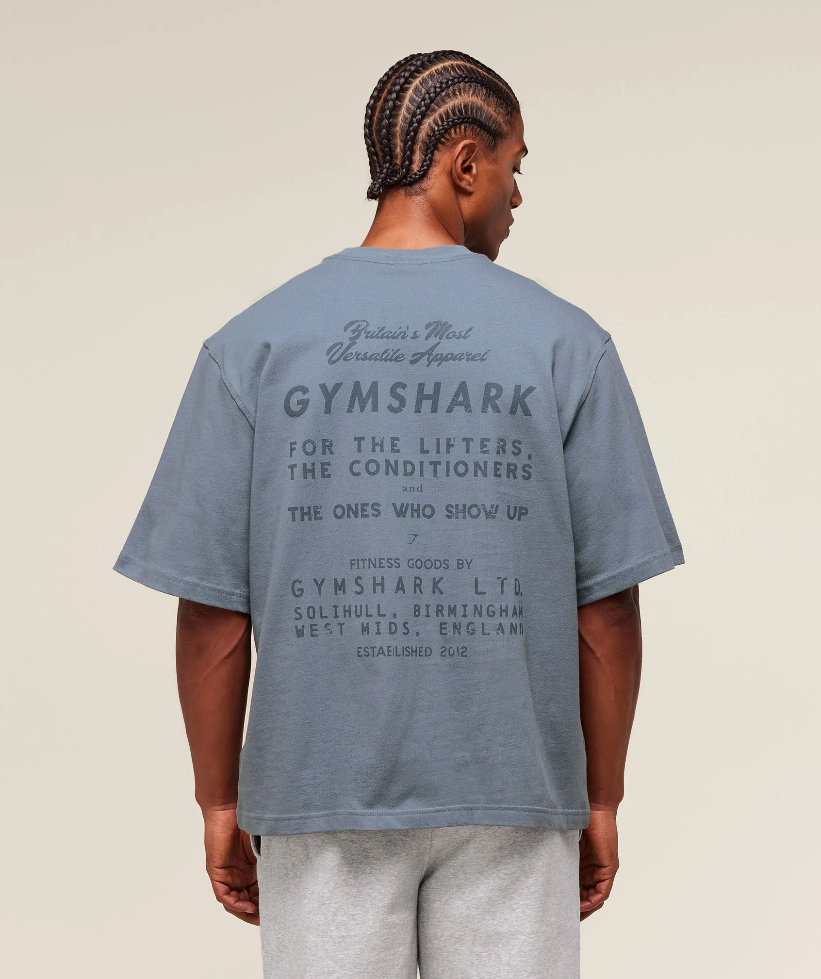 Gymshark For The Lifters Boxy T-Shirt - Iron Blue sold by Gymshark