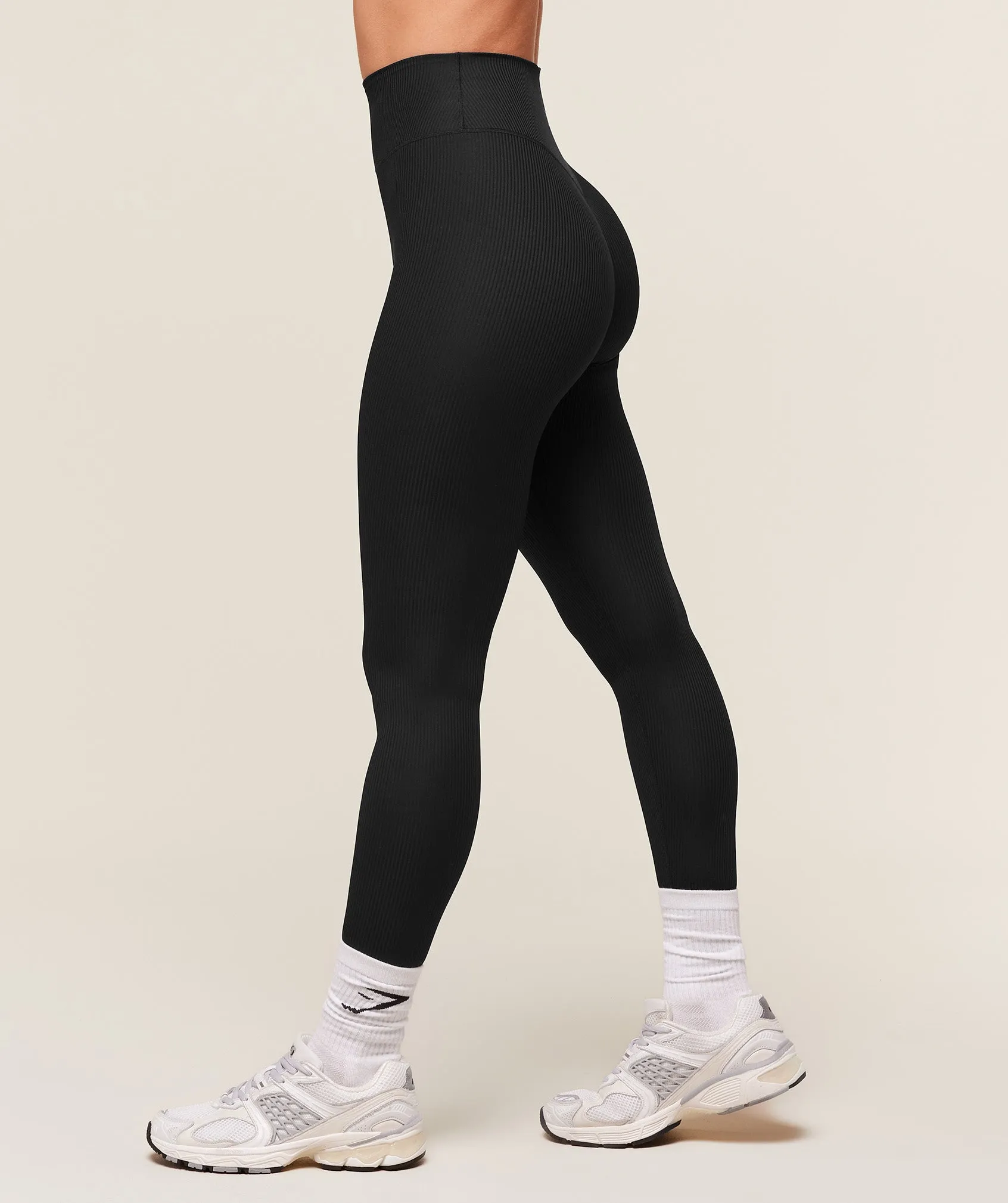 Gymshark Ribbed Contour Leggings - Black sold by Gymshark product image thumbnail 4