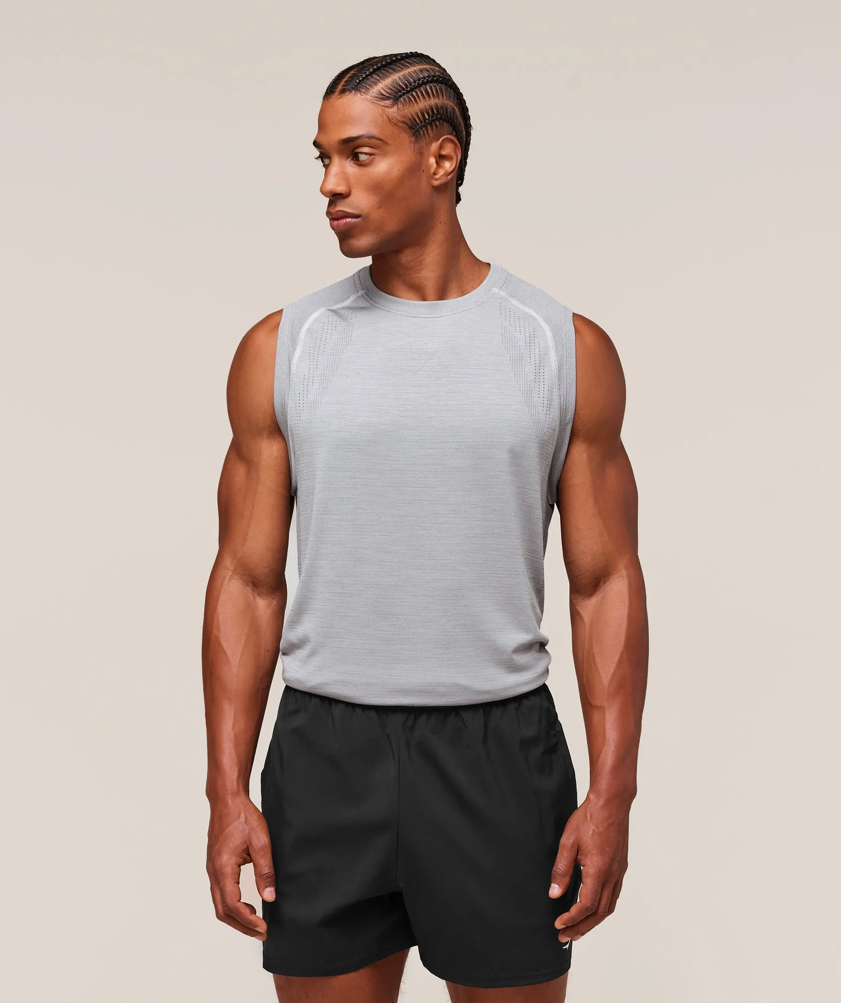 Gymshark Versatile Seamless Tank - Light Grey/Smokey Grey sold by Gymshark