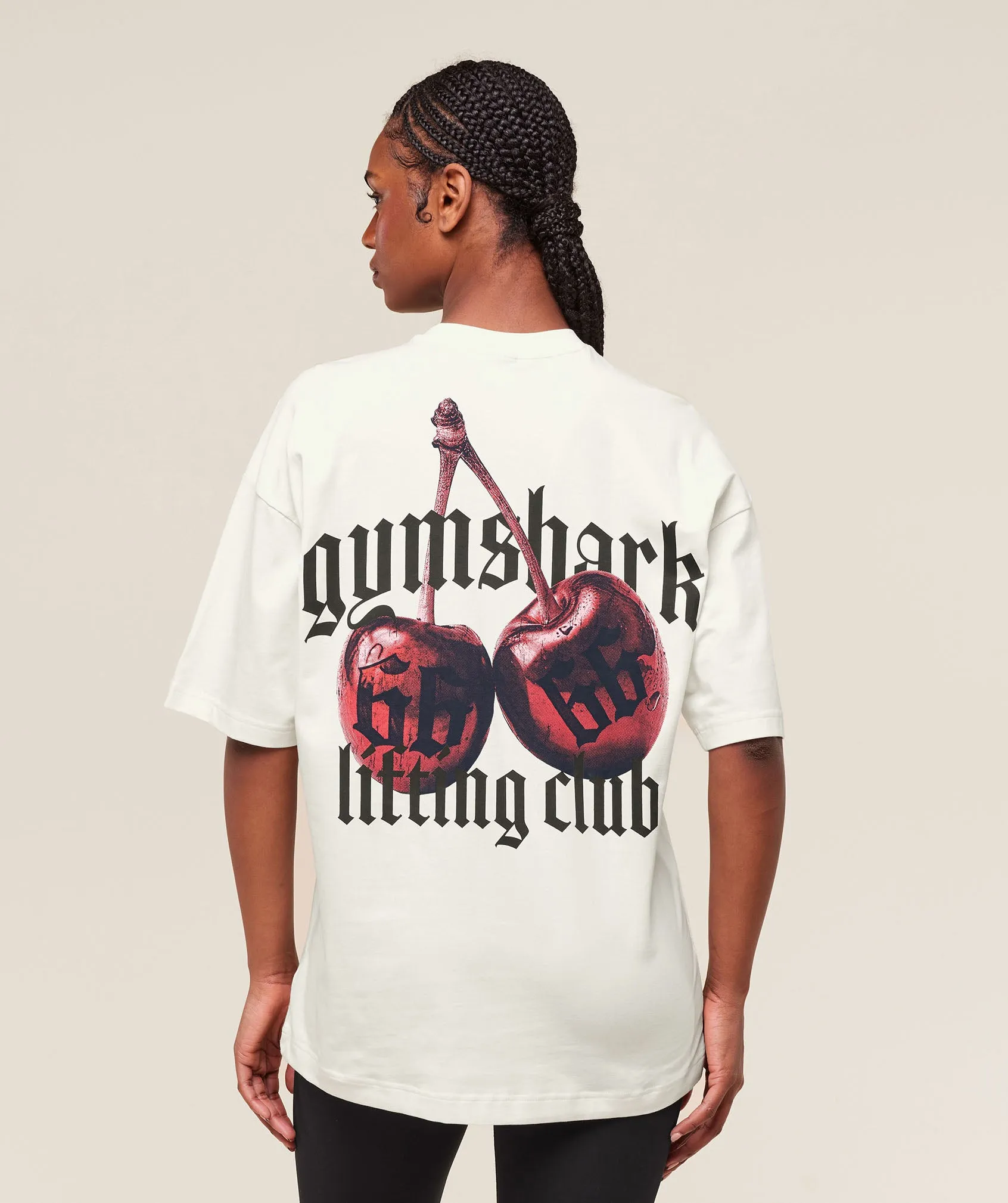 Gymshark Cherry Graphic Oversized T-Shirt - Soft White sold by Gymshark