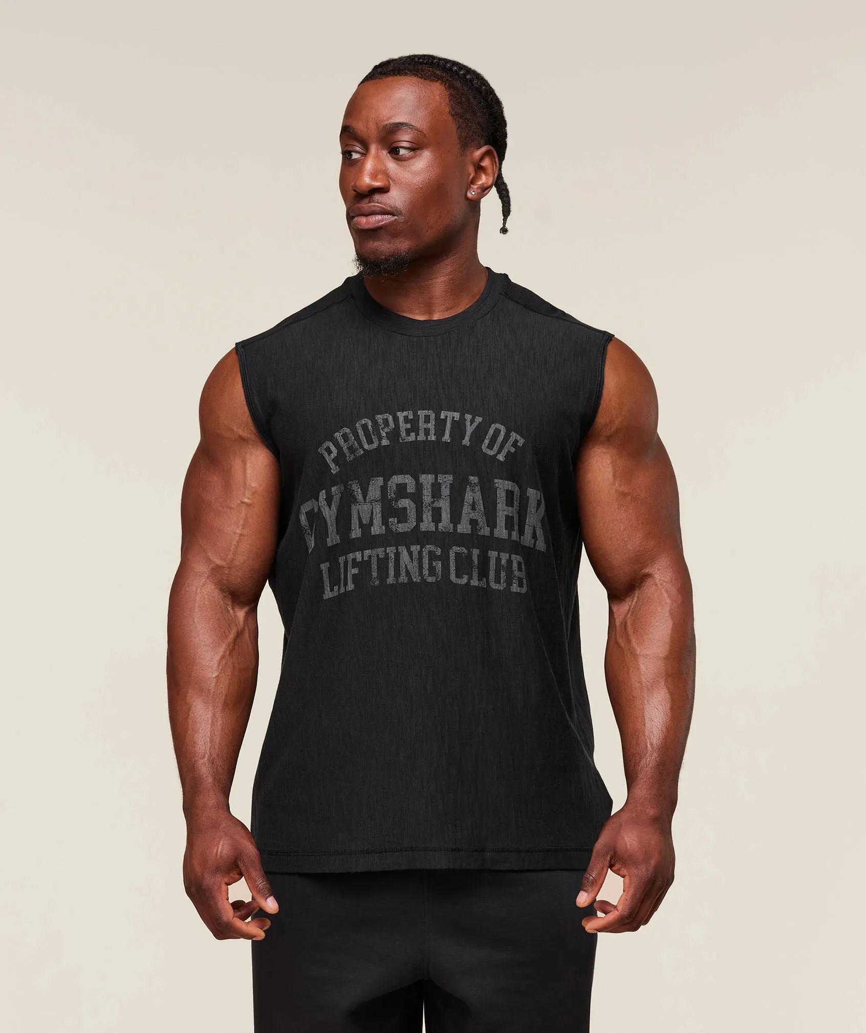 Gymshark Lightweight Slub Textured Tank - Black sold by Gymshark product image thumbnail 4
