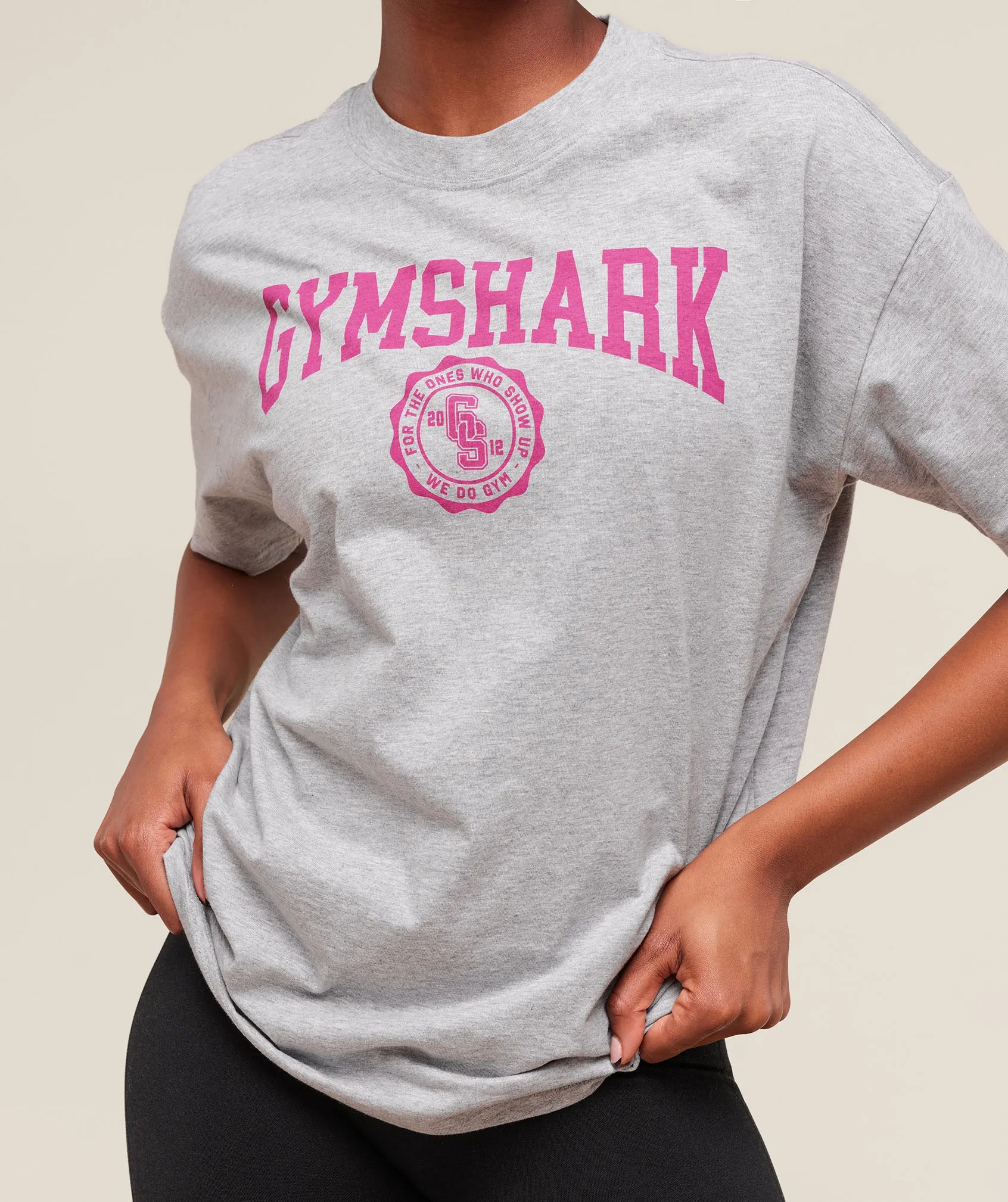Gymshark Collegiate Graphic T-Shirt - Light Grey Core Marl sold by Gymshark