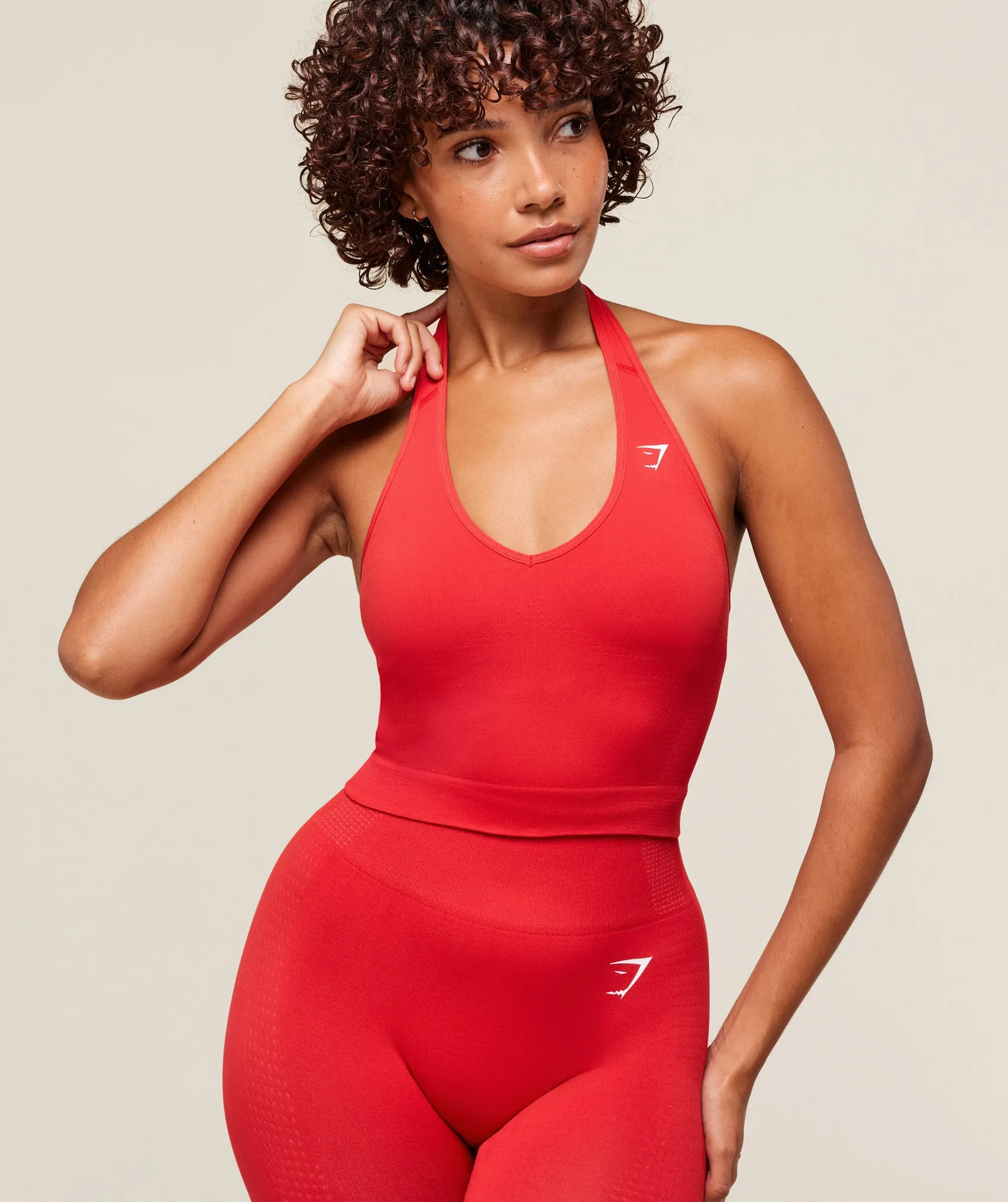 Gymshark Vital Seamless Halter Neck Tank With Shelf - Velocity Red sold by Gymshark product image thumbnail 4