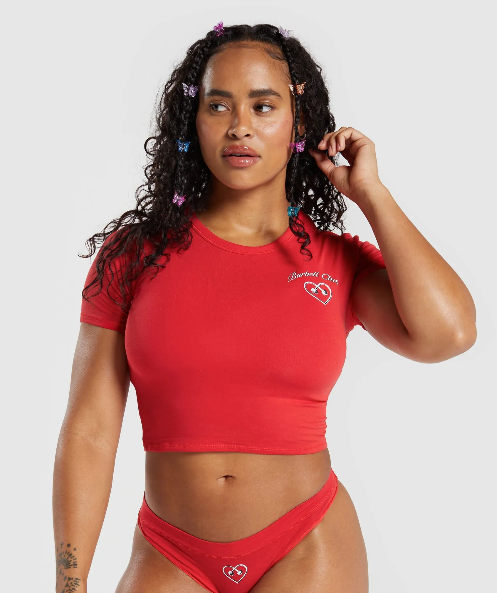 Gymshark Cotton Graphic Crop Top - Jamz Red sold by Gymshark