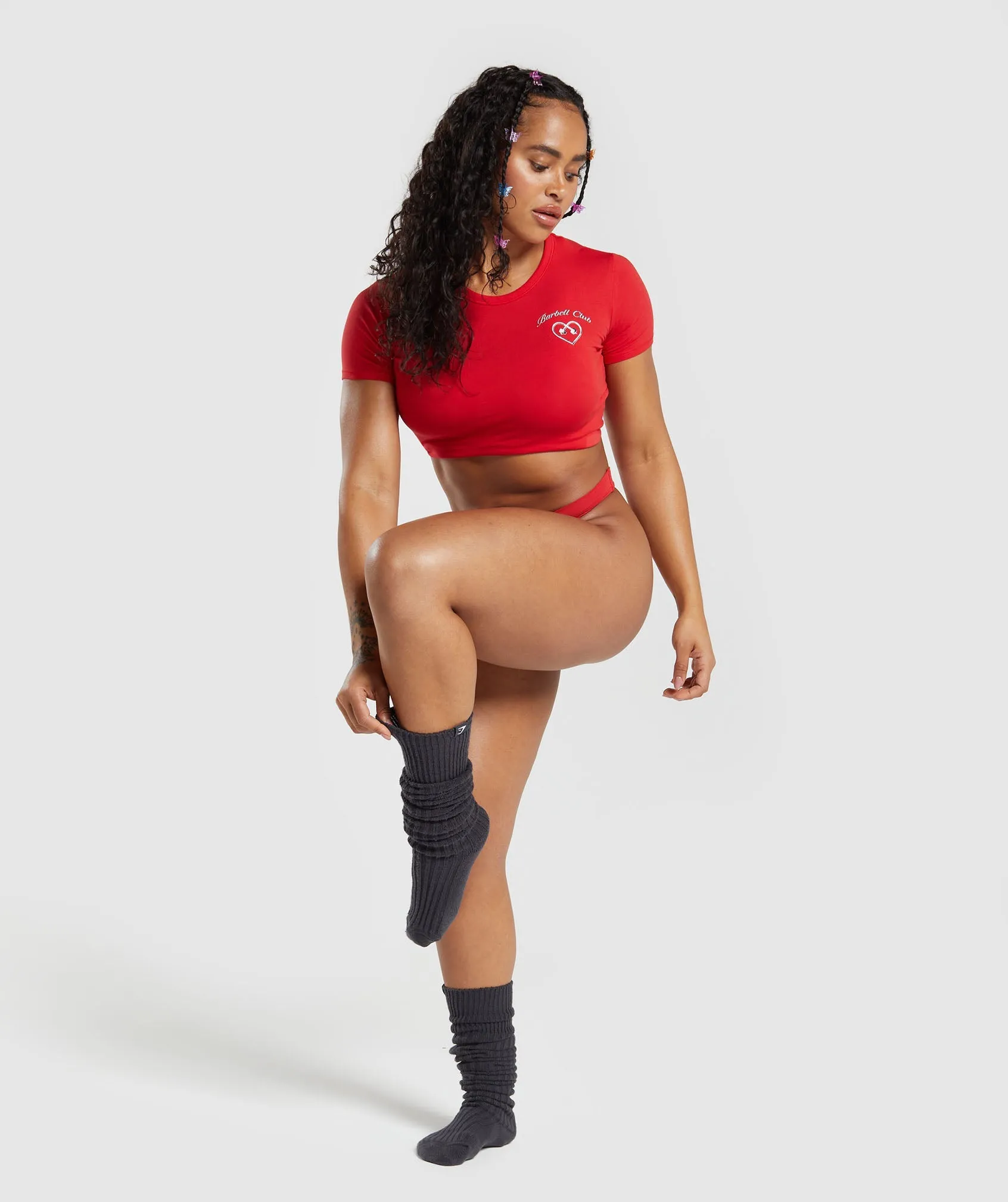 Gymshark Cotton Graphic Crop Top - Jamz Red sold by Gymshark product image thumbnail 4