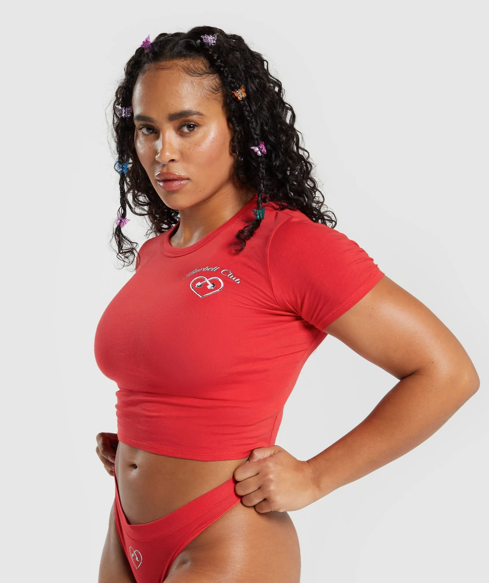 Gymshark Cotton Graphic Crop Top - Jamz Red sold by Gymshark product image thumbnail 3