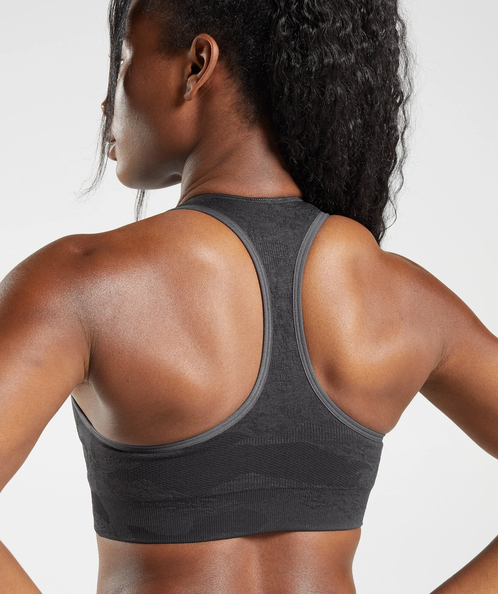 Gymshark Adapt Camo Seamless Sports Bra - Black/Onyx Grey sold by Gymshark product image thumbnail 4
