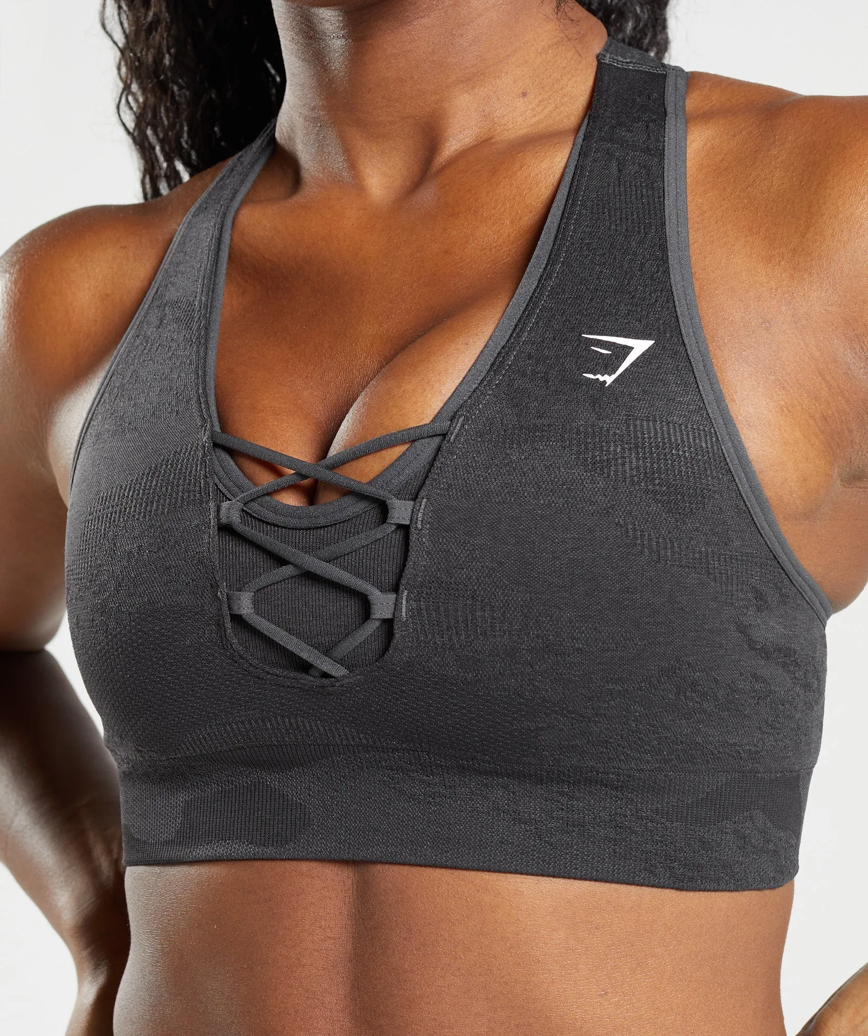Gymshark Adapt Camo Seamless Sports Bra - Black/Onyx Grey sold by Gymshark product image thumbnail 5